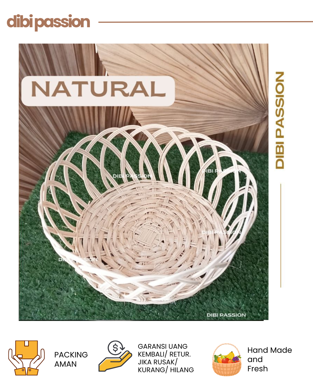 Keranjang Buah Rotan Kiring – Warna & Natural | Keranjang Anyam Serbaguna