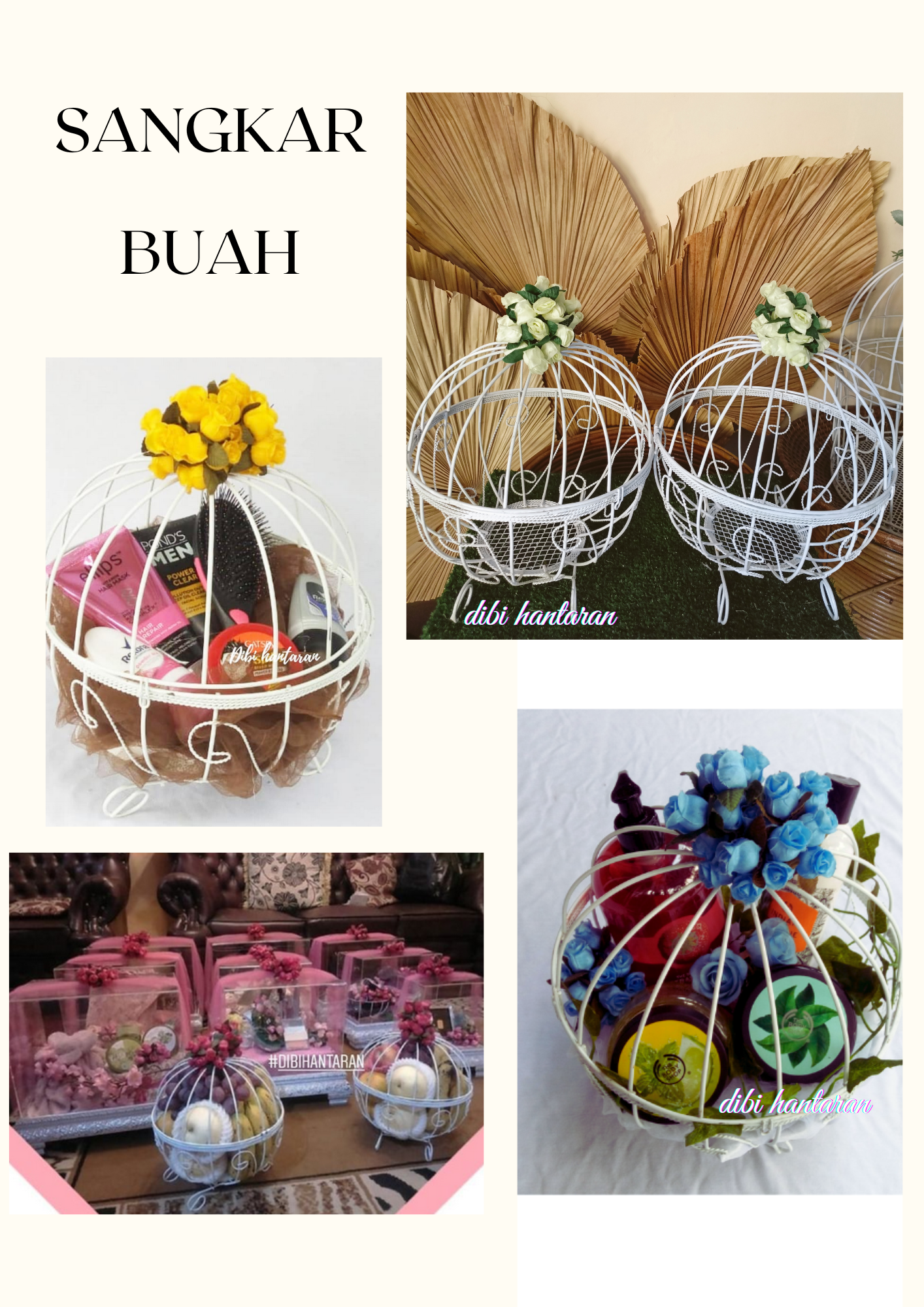 Sangkar Besi Souvenir Labu White D26×T30 Dekorasi Rustic & Pesta