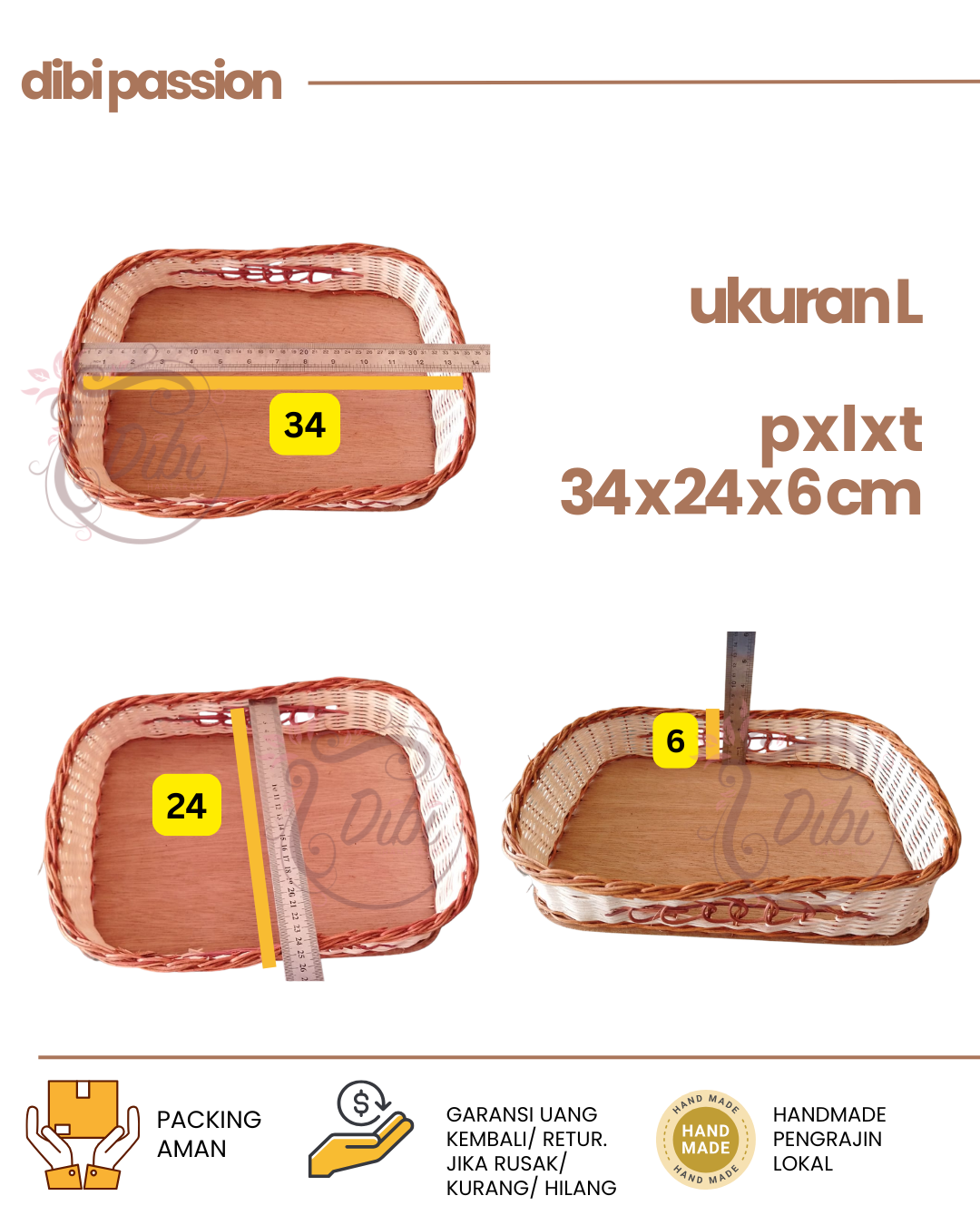 Keranjang Rotan Kotak Diamond Set 2 – Handmade untuk Parcel & Seserahan