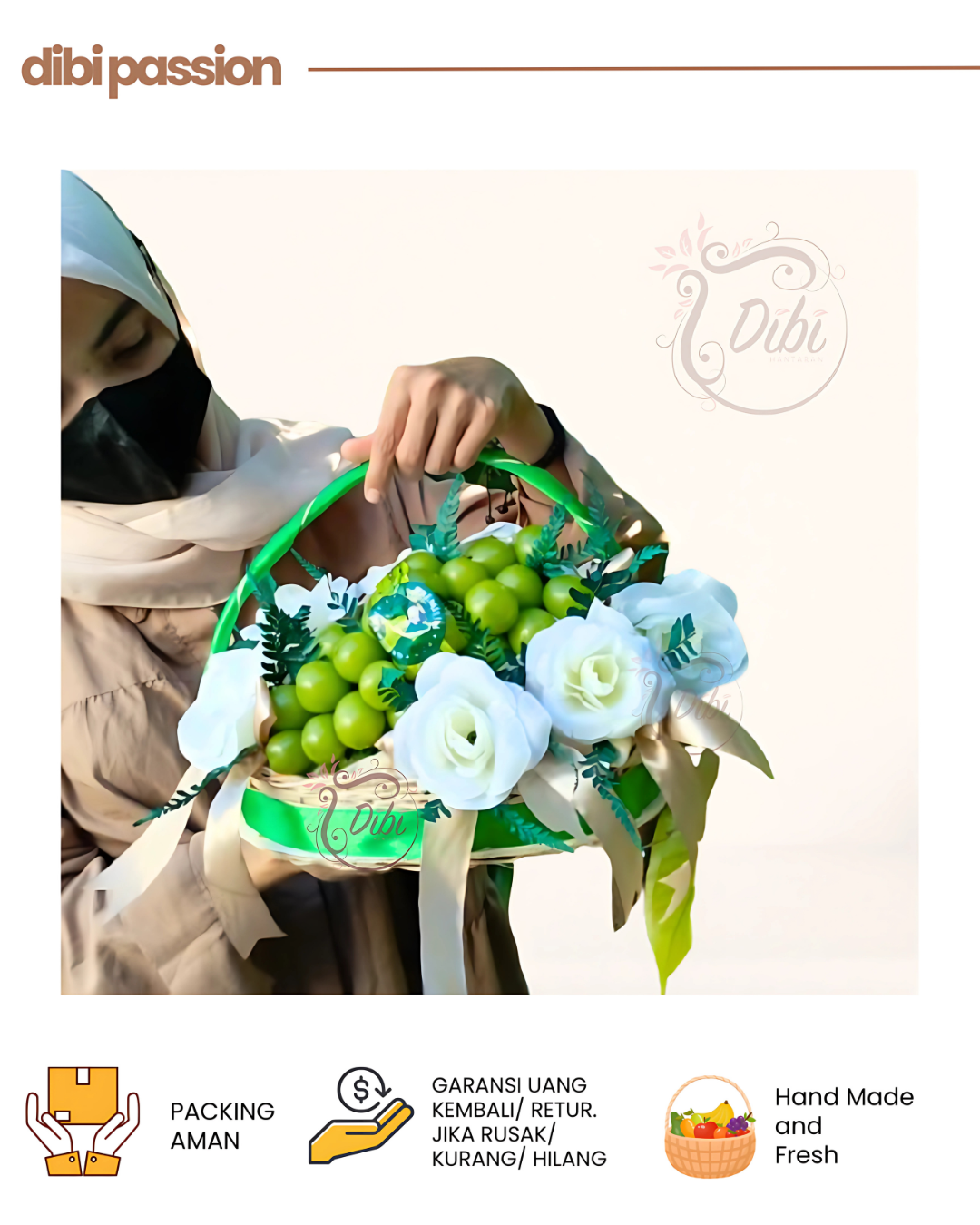 Parcel Buah Anggur Rotan – Hampers Buah Segar dengan Kartu Ucapan Elegan