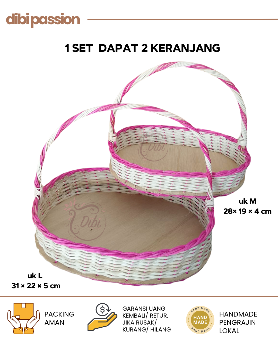 Keranjang Rotan Model Peres Set Isi 2 – Parcel Buah, Seserahan, Hantaran Nikah