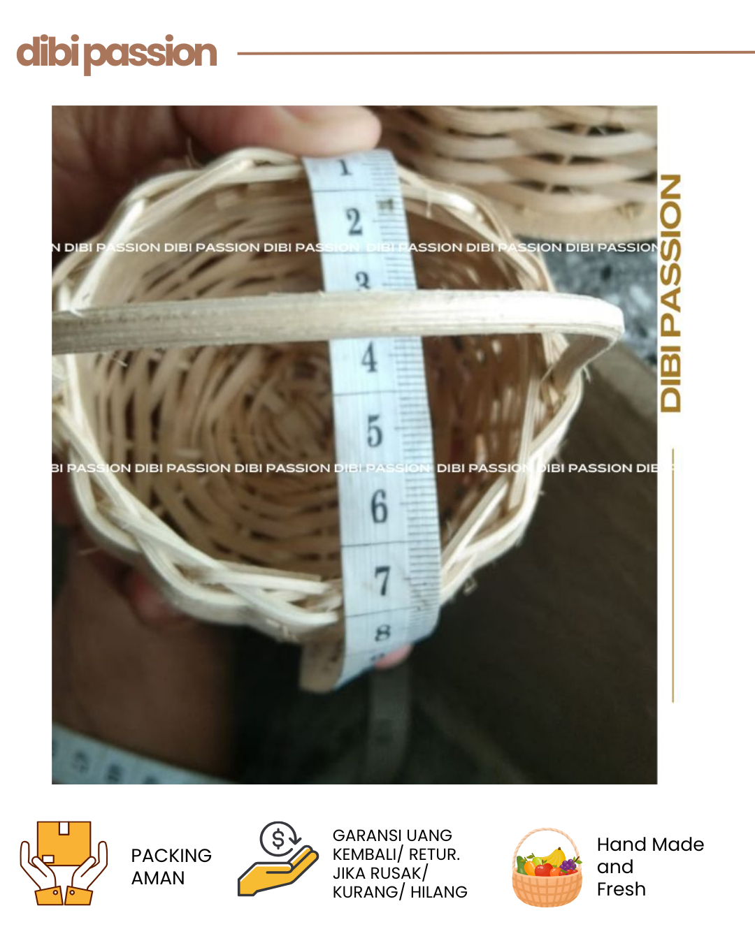 Keranjang Rotan Mini Tangkai – Diameter 6 cm Keranjang Anyam Serbaguna