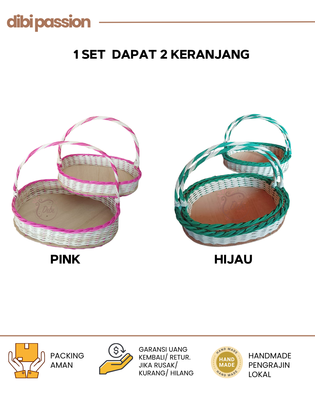 Keranjang Rotan Model Peres Set Isi 2 – Parcel Buah, Seserahan, Hantaran Nikah