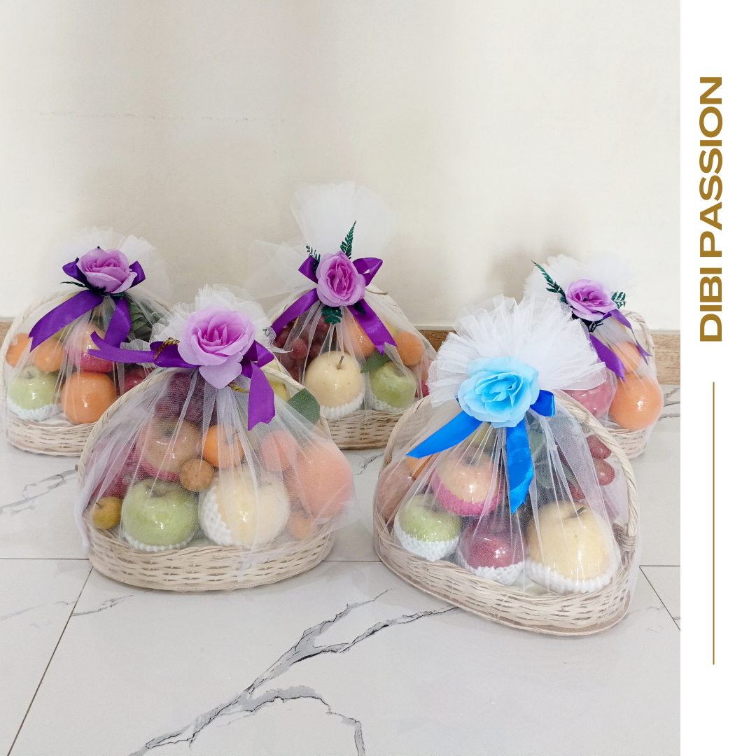 Hampers Parcel Buah Segar Model Ombak – Parsel Buah Elegan Keranjang Rotan Dibi Passion