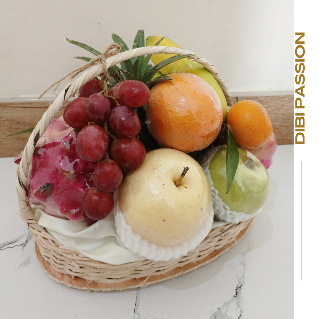 Hampers Parcel Buah Segar Model Ombak – Parsel Buah Elegan Keranjang Rotan Dibi Passion
