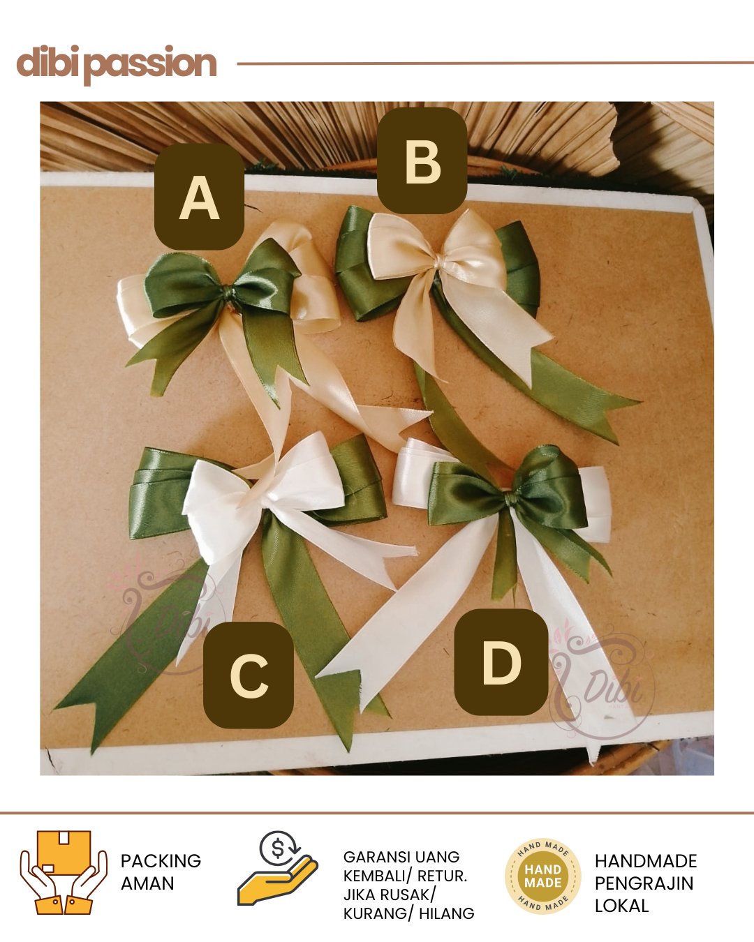 Pita Satin Jadi Double Bow Pita Jadi Siap Pakai untuk Parcel & Souvenir