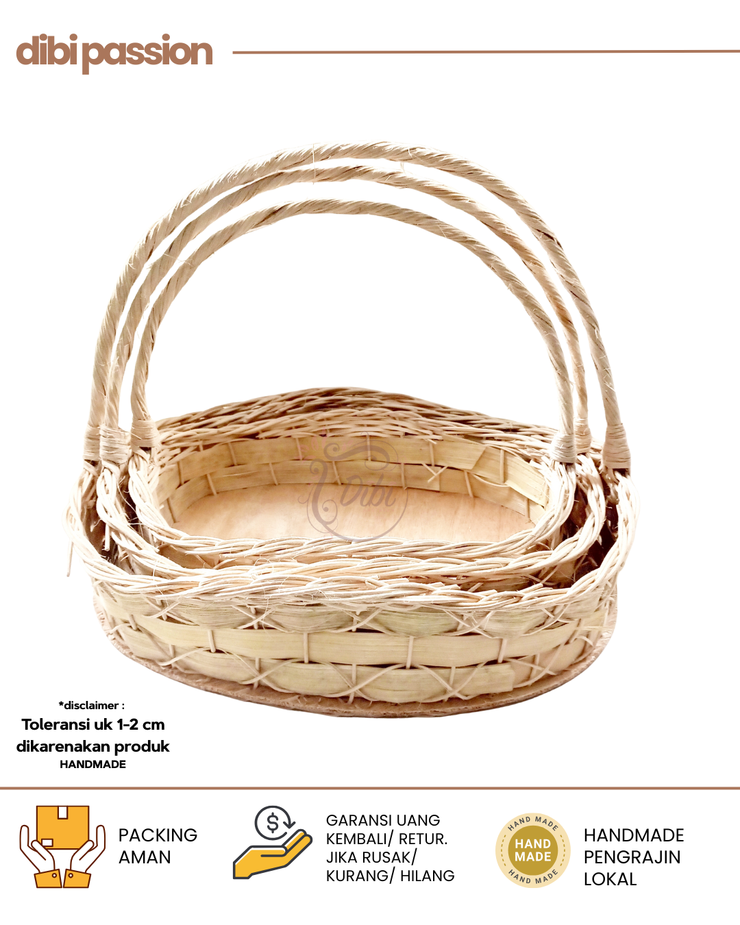Keranjang Rotan Ombak Anyam Silang Oval – Set Isi 3 | Parcel, Hampers & Seserahan Handmade