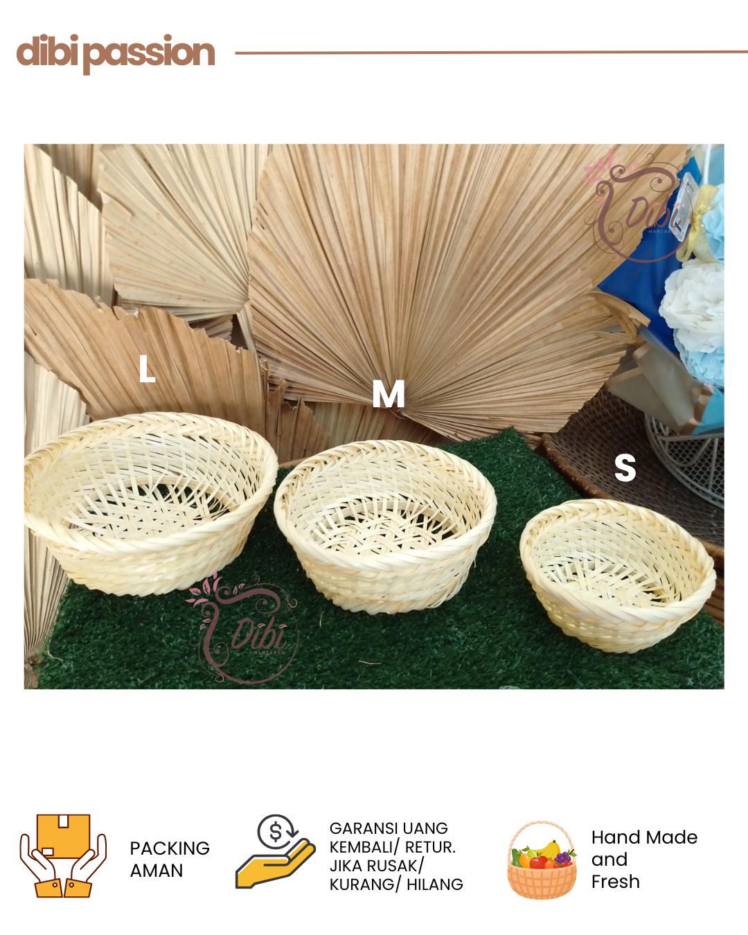 Keranjang Bulat Kecil – Anyam Bambu, Murah & Serbaguna