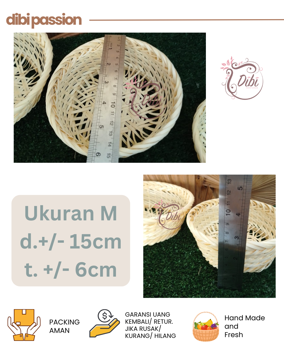Keranjang Bulat Kecil – Anyam Bambu, Murah & Serbaguna