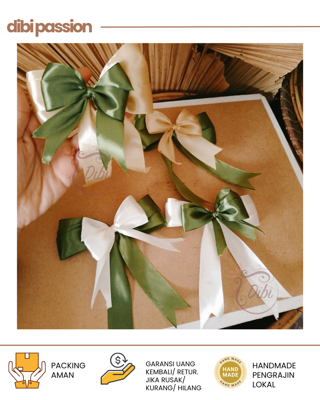 Pita Satin Jadi Double Bow Pita Jadi Siap Pakai untuk Parcel & Souvenir