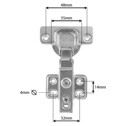Dobradiça 35mm Reta 95° Pop Slow Amortecedor Renna 