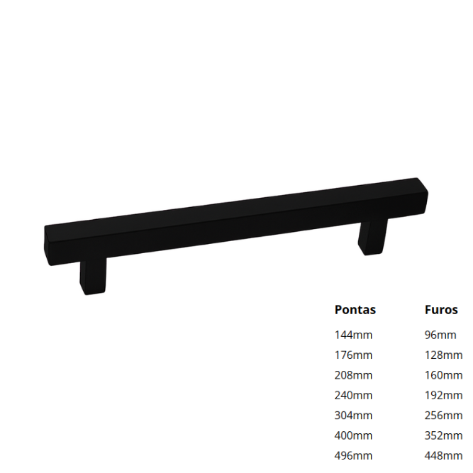 Puxador Alça 220 Preto Fosco - Pauma