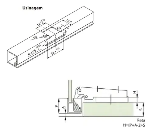 Dobradiça 105° Curva Slow Amortecedor Para Perfil De Aluminio Renna