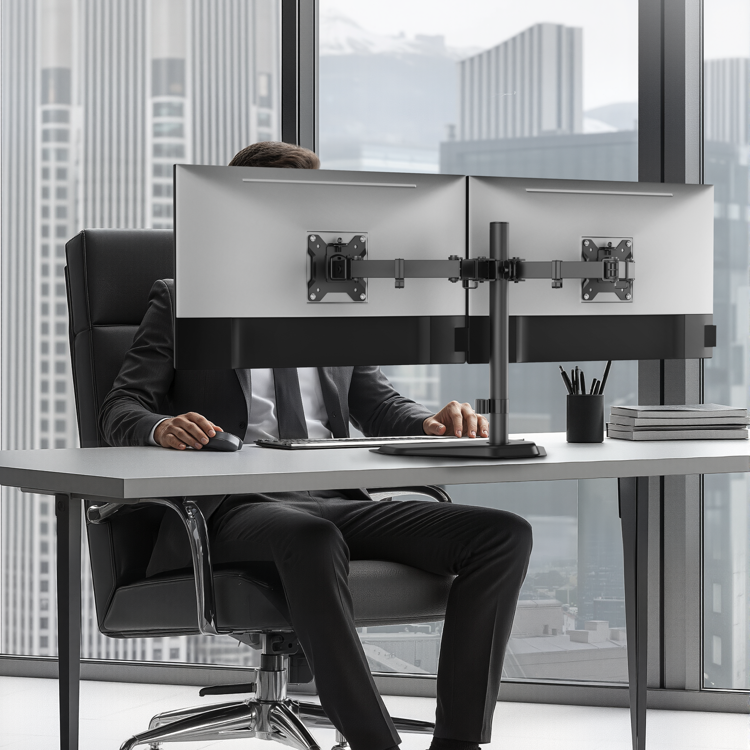 LUMI LDT110-T024 – Dual Monitor Freestanding Articulating Stand