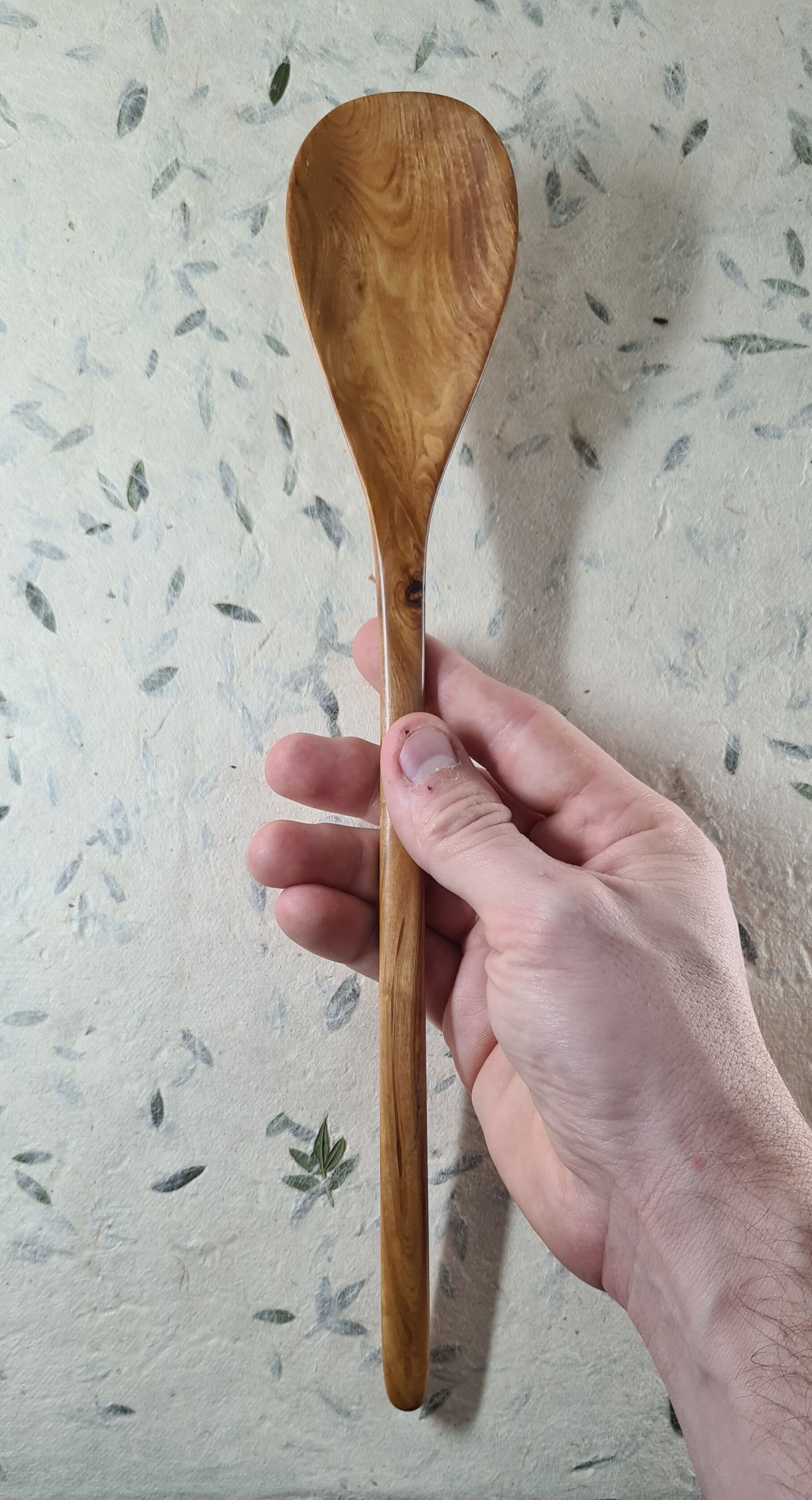 Grande cuillere de cuisine tête large - olivier