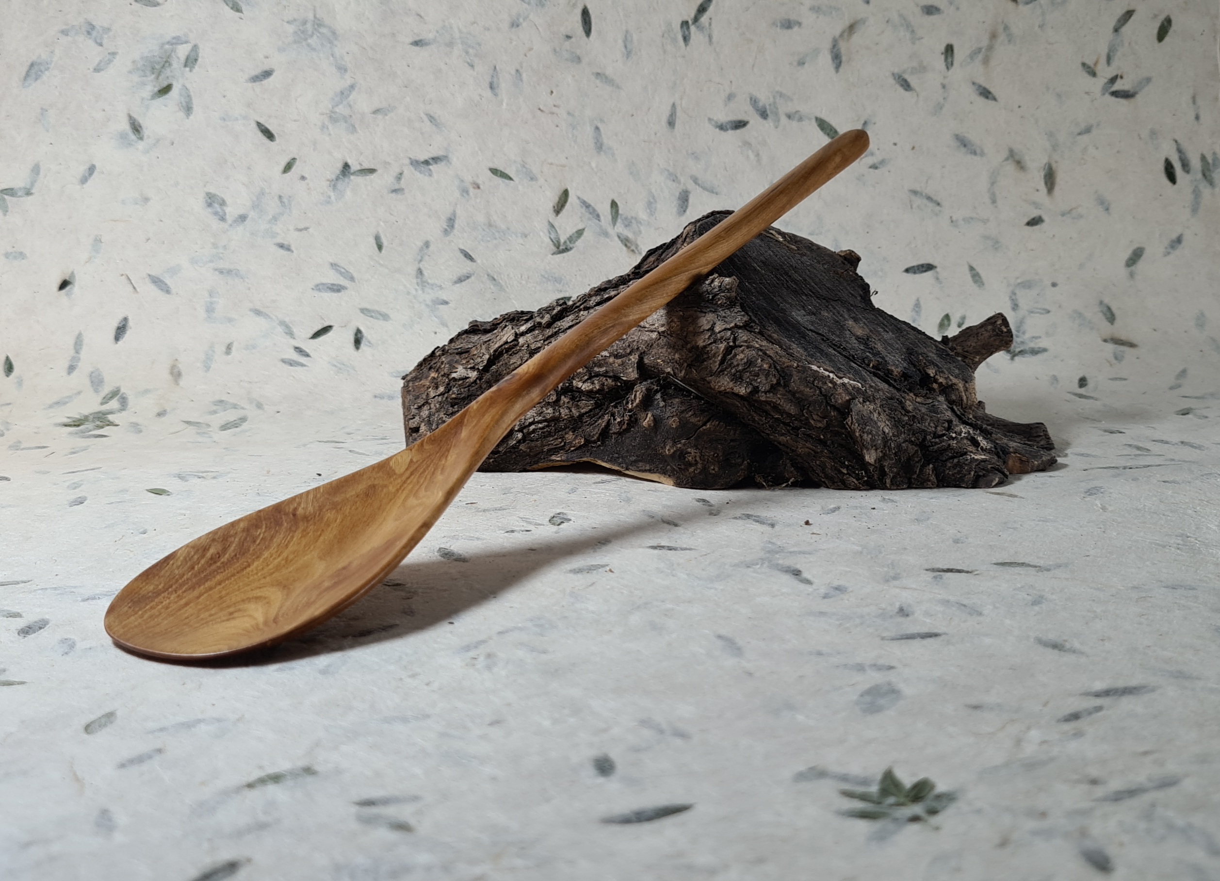 Grande cuillere de cuisine tête large - olivier