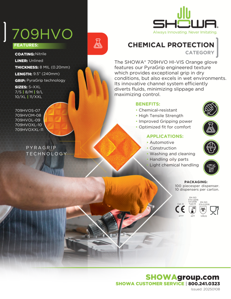 SHOWA 709HVO Orange glove 100 pcs