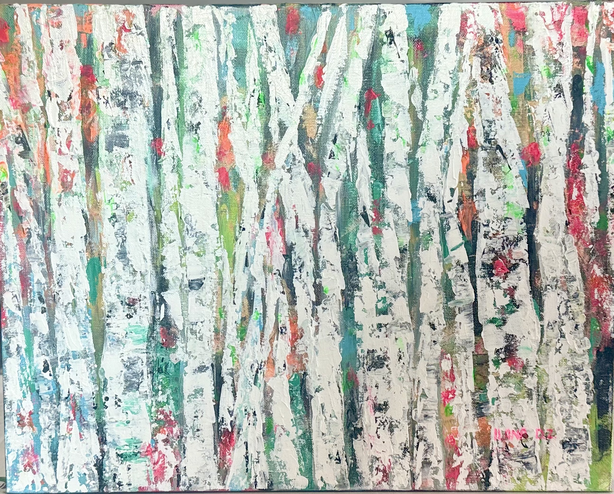 Abstract Birch Tree Painting