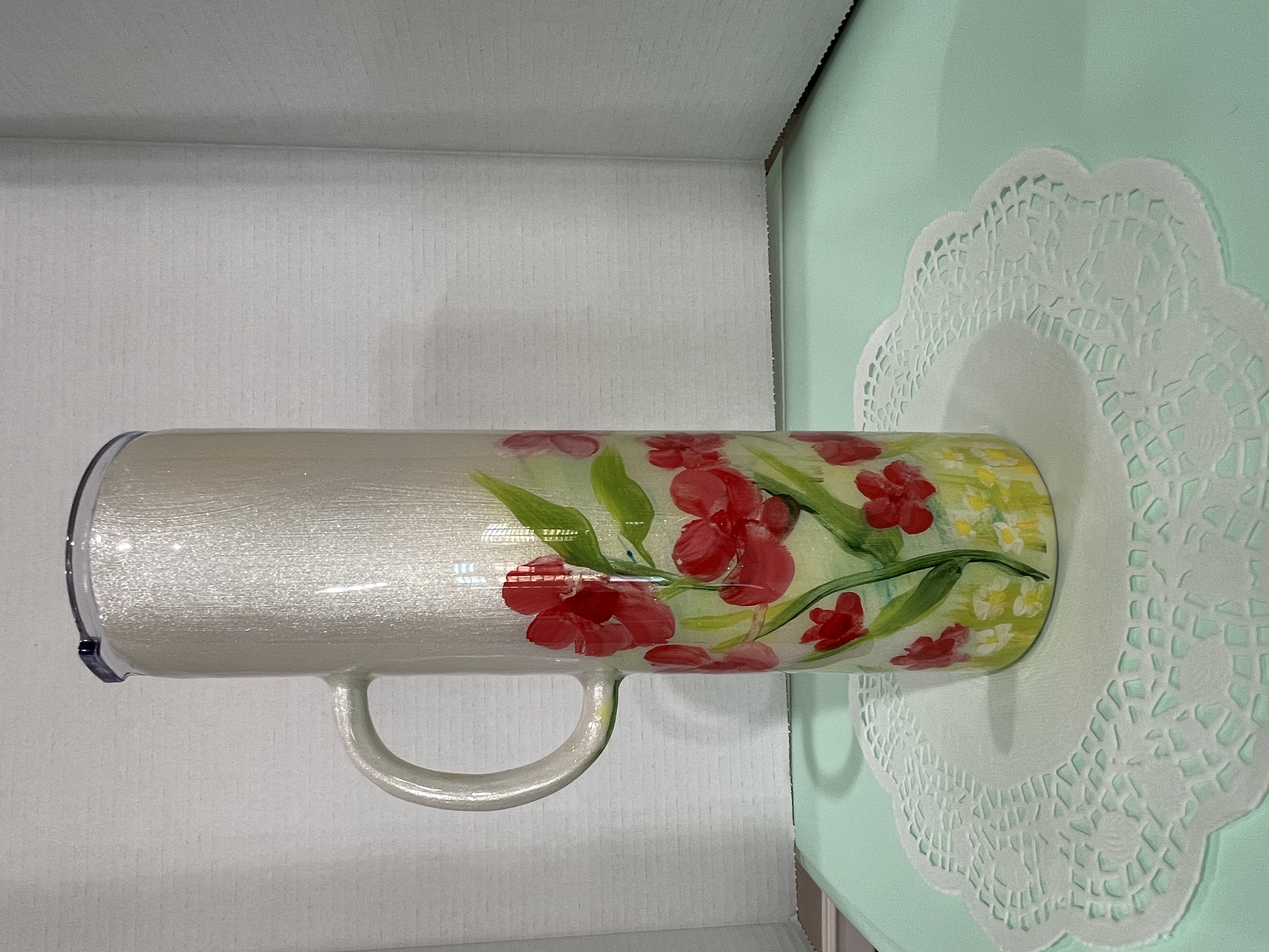 Hand-Painted Floral Stainless Steel 32 oz Tumbler 