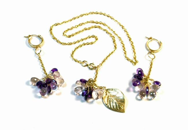 14K Gold-filled grape cluster jewelry set