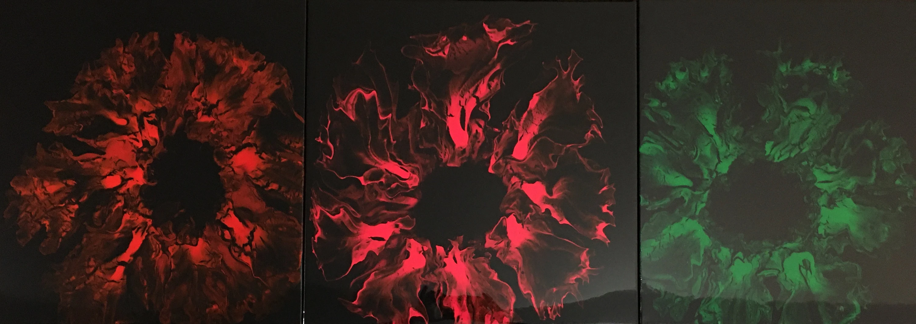 Abstract Flame Art Triptych