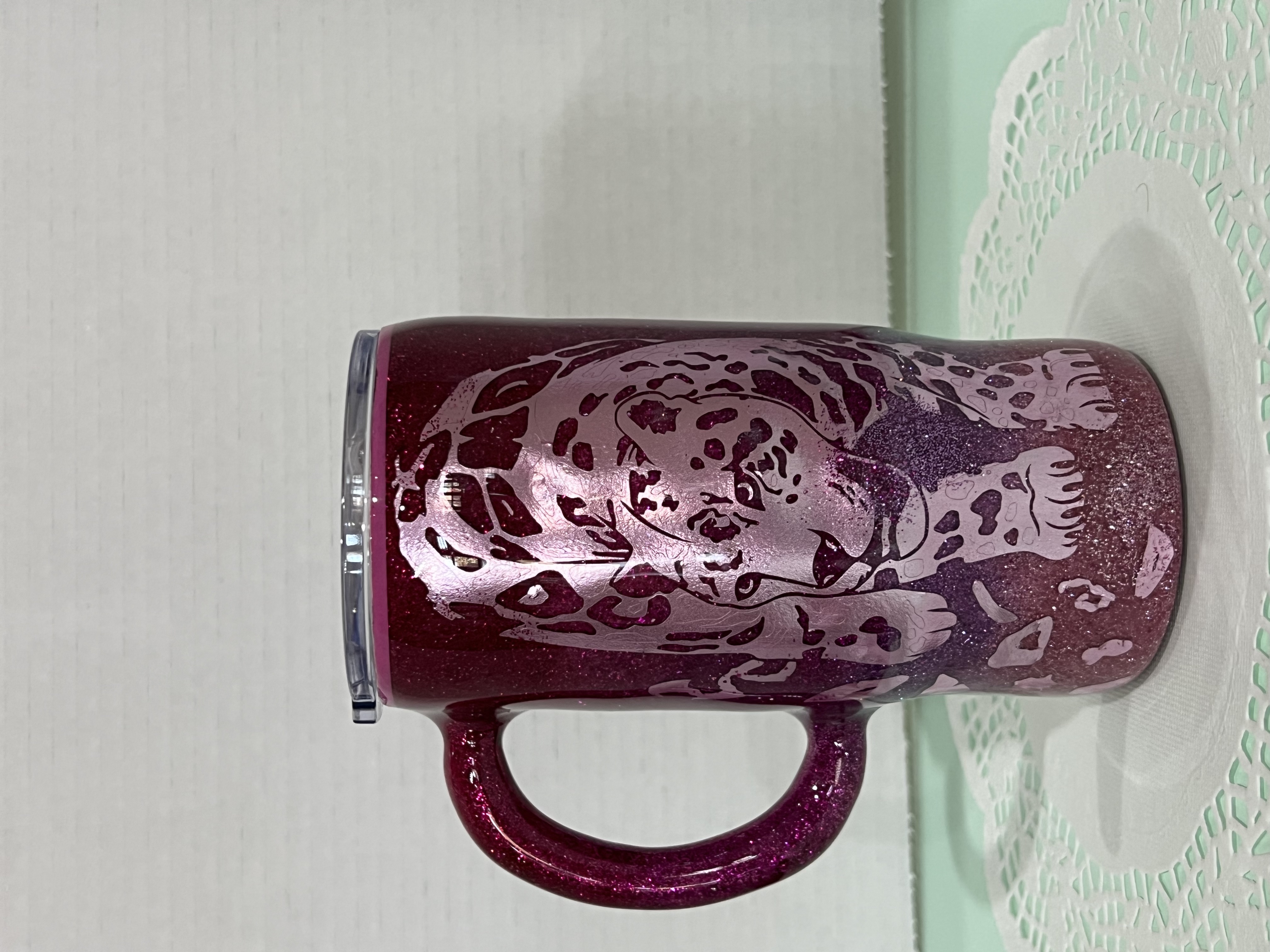 Pink Maroon Jaguar Print Insulated Tumbler