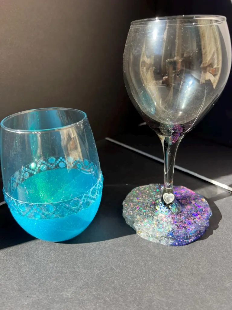 Handmade Glitter Wine Glasses