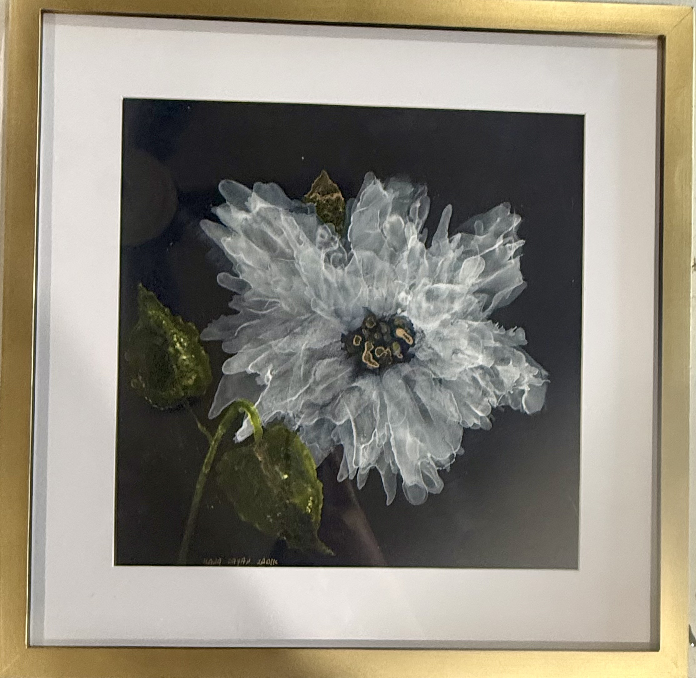 Framed Abstract Floral Painting