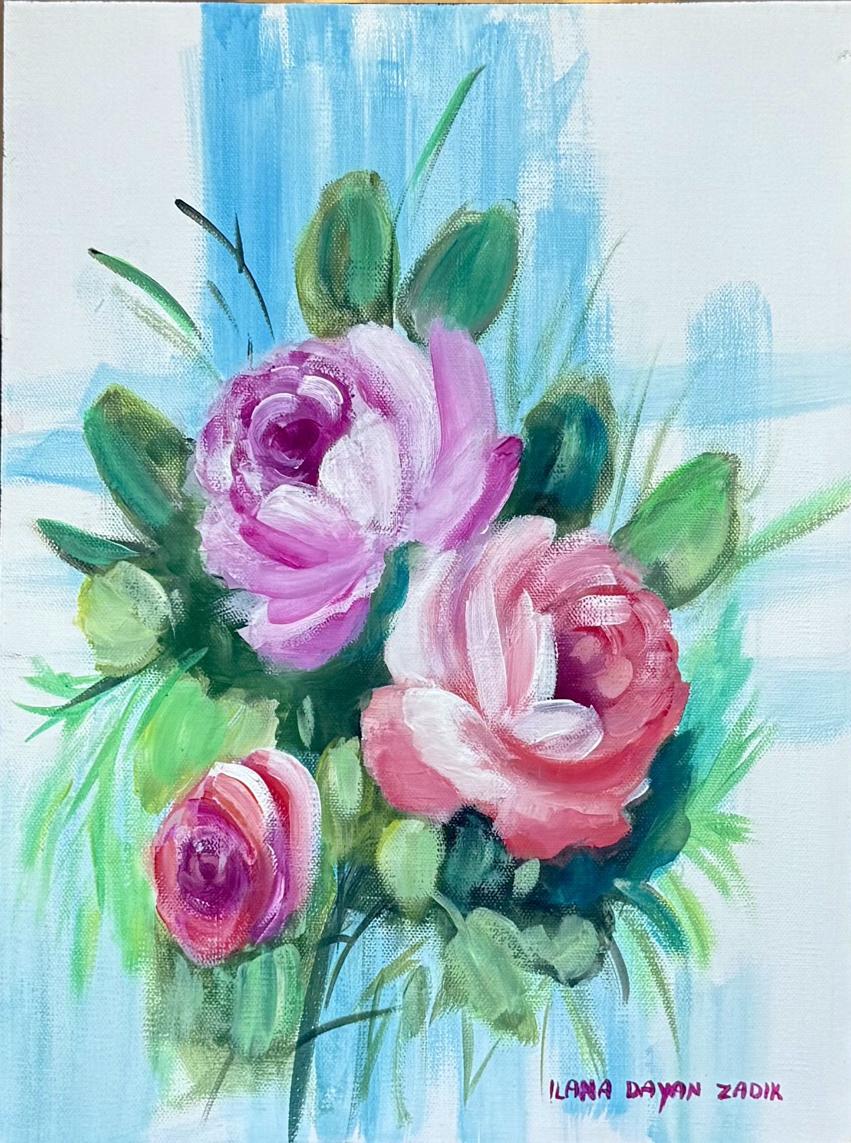 Hand-painted Floral Canvas
