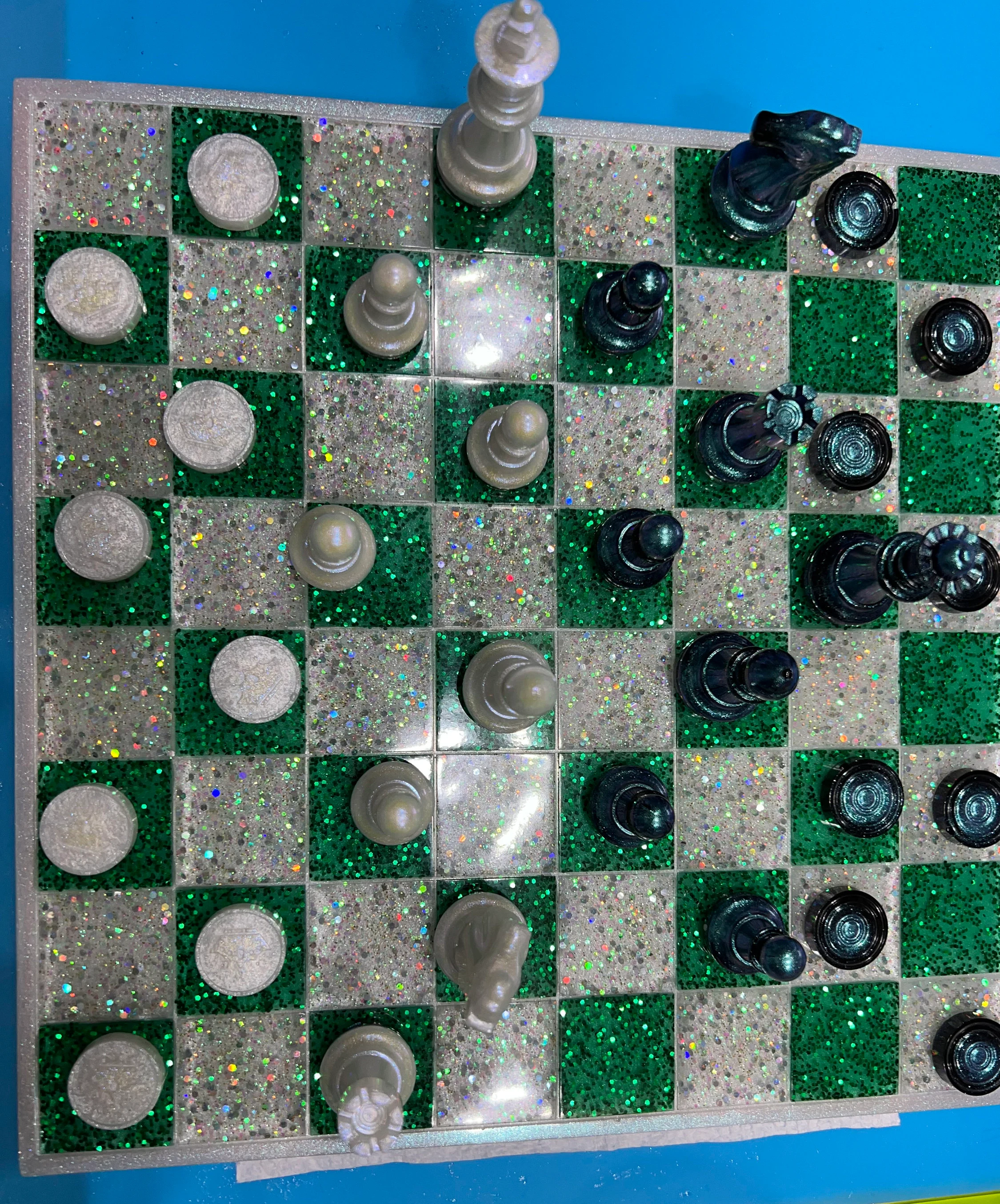 Handmade Resin Glitter Chess Set