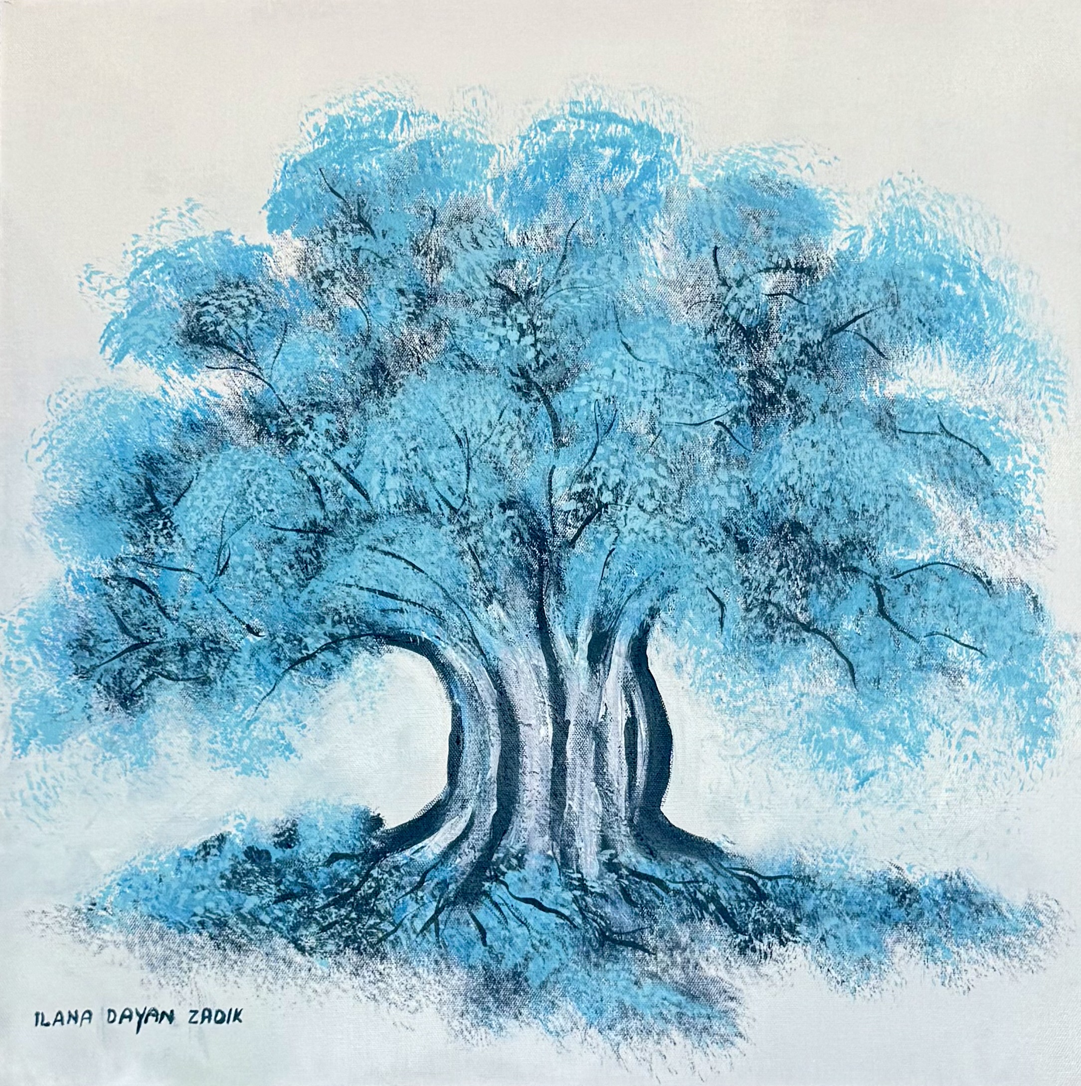 Acrylic Blue Tree Painting