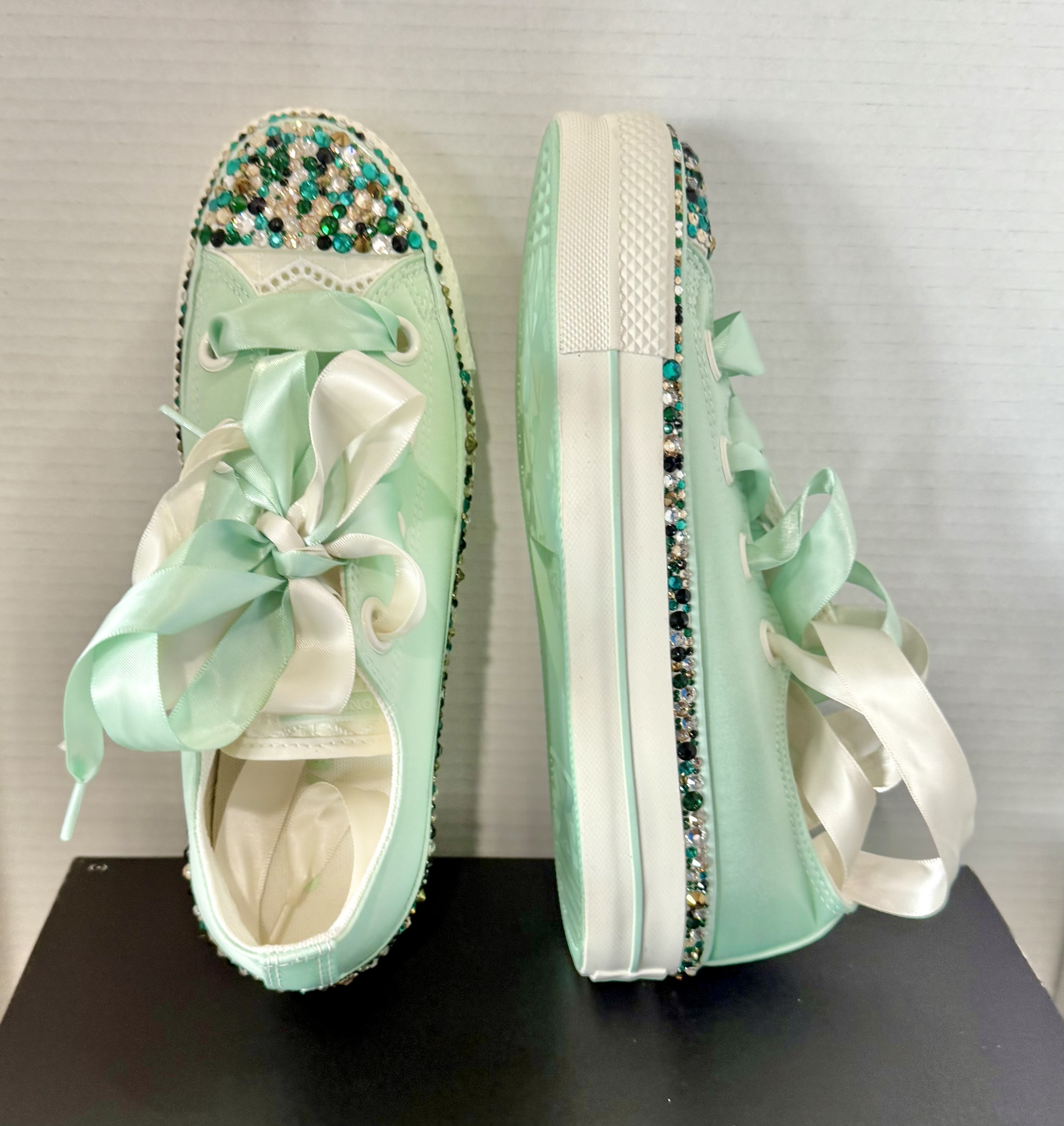 Mint Green Sequin Converse
