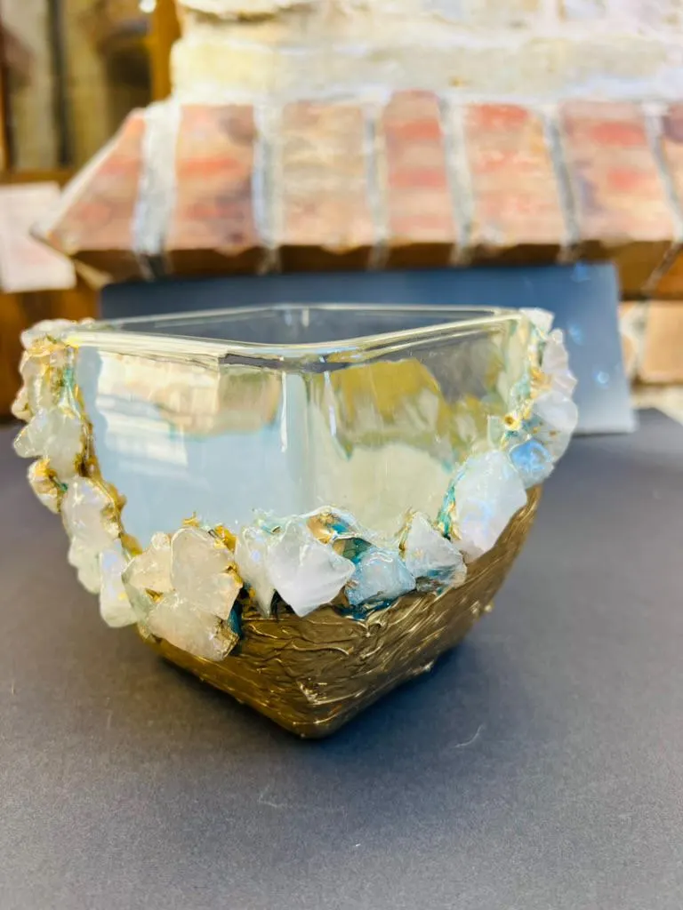 Crystal Embellished Glass Bowl