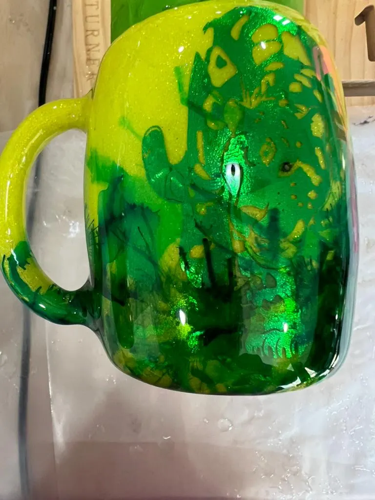 Green Jaguar Print Mug