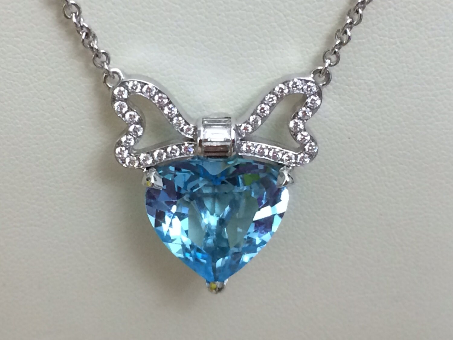 Heart-shaped Blue Topaz Necklace