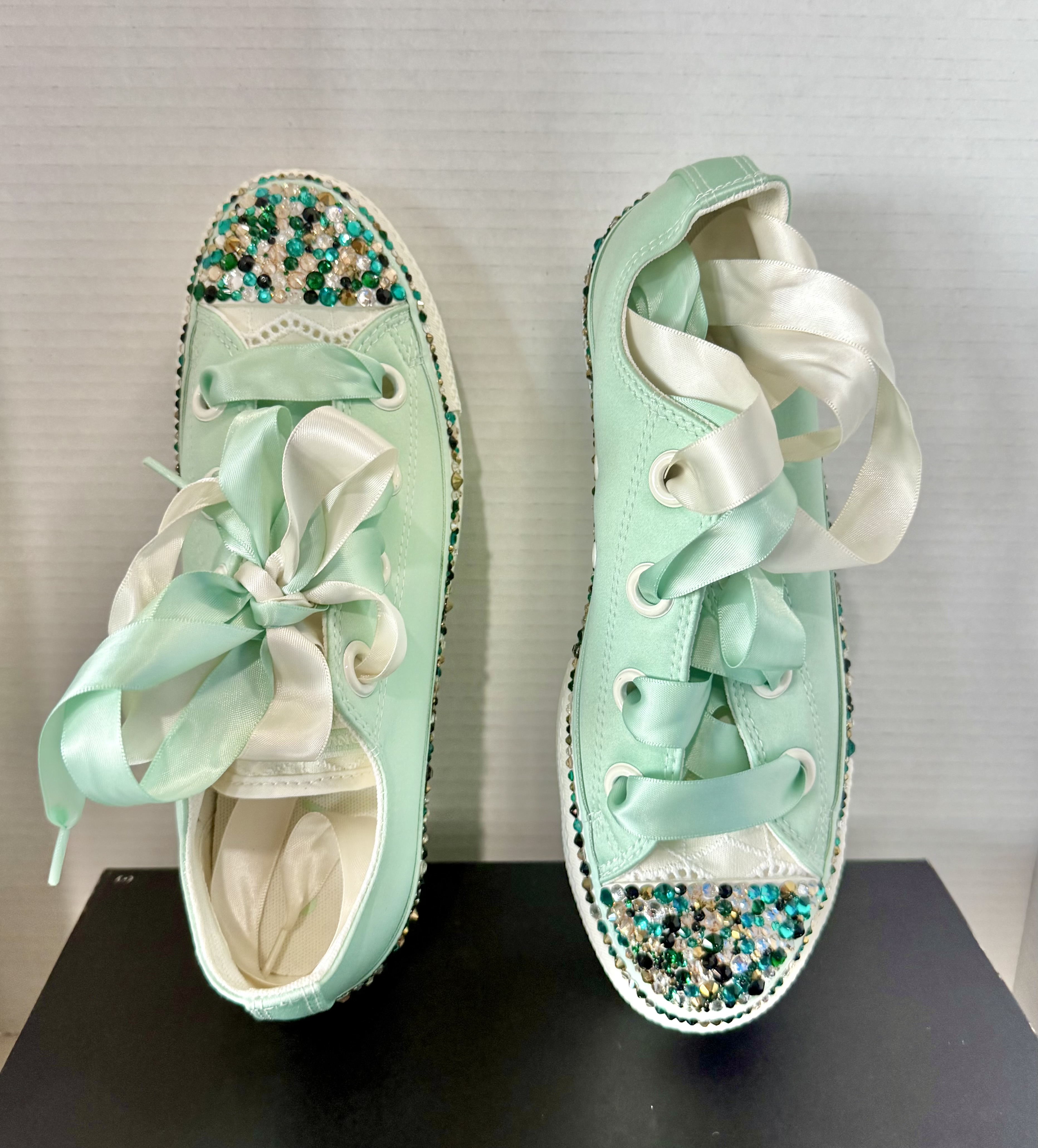 Mint Green Sequin Converse