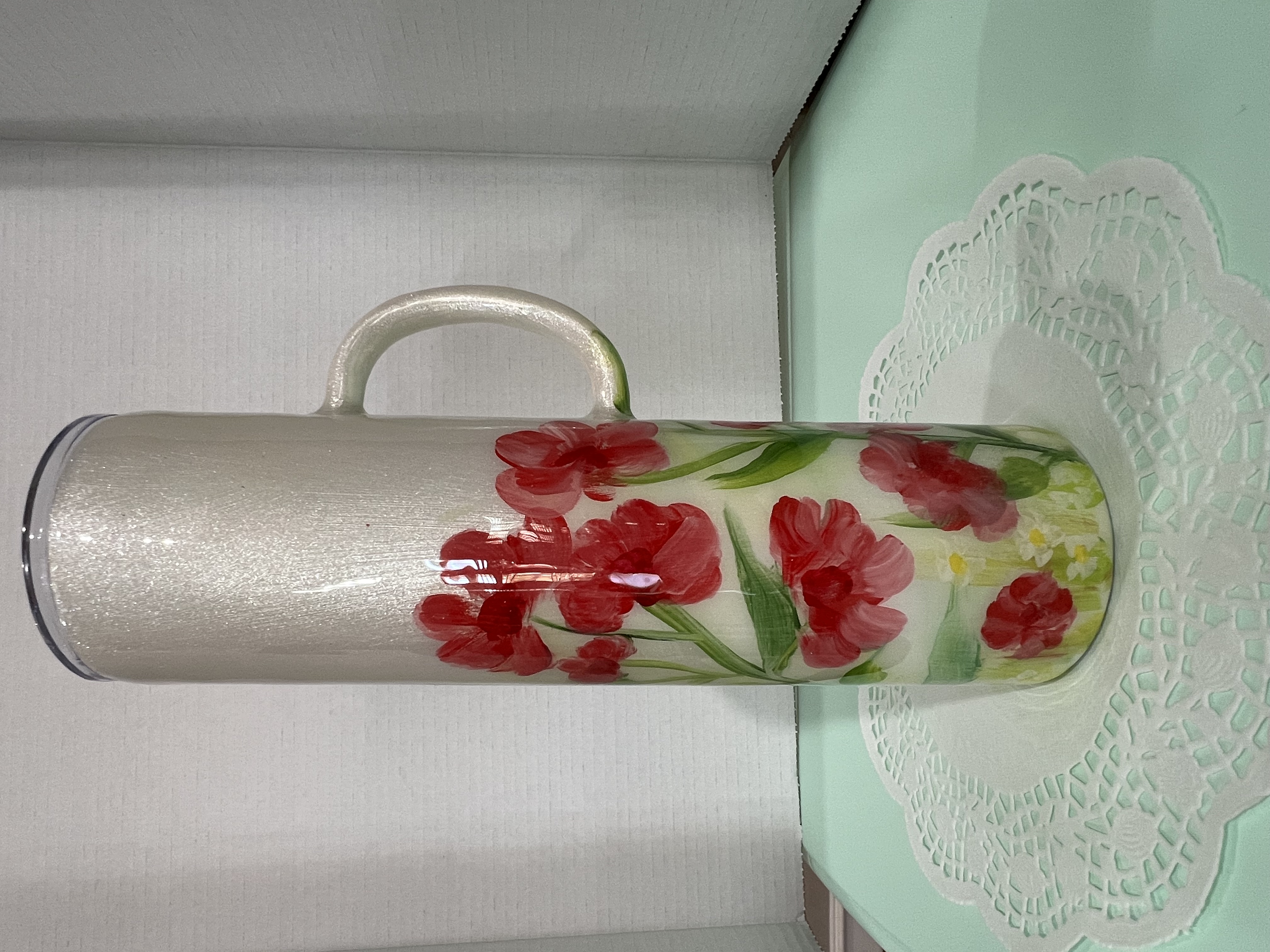 Hand-Painted Floral Stainless Steel 32 oz Tumbler