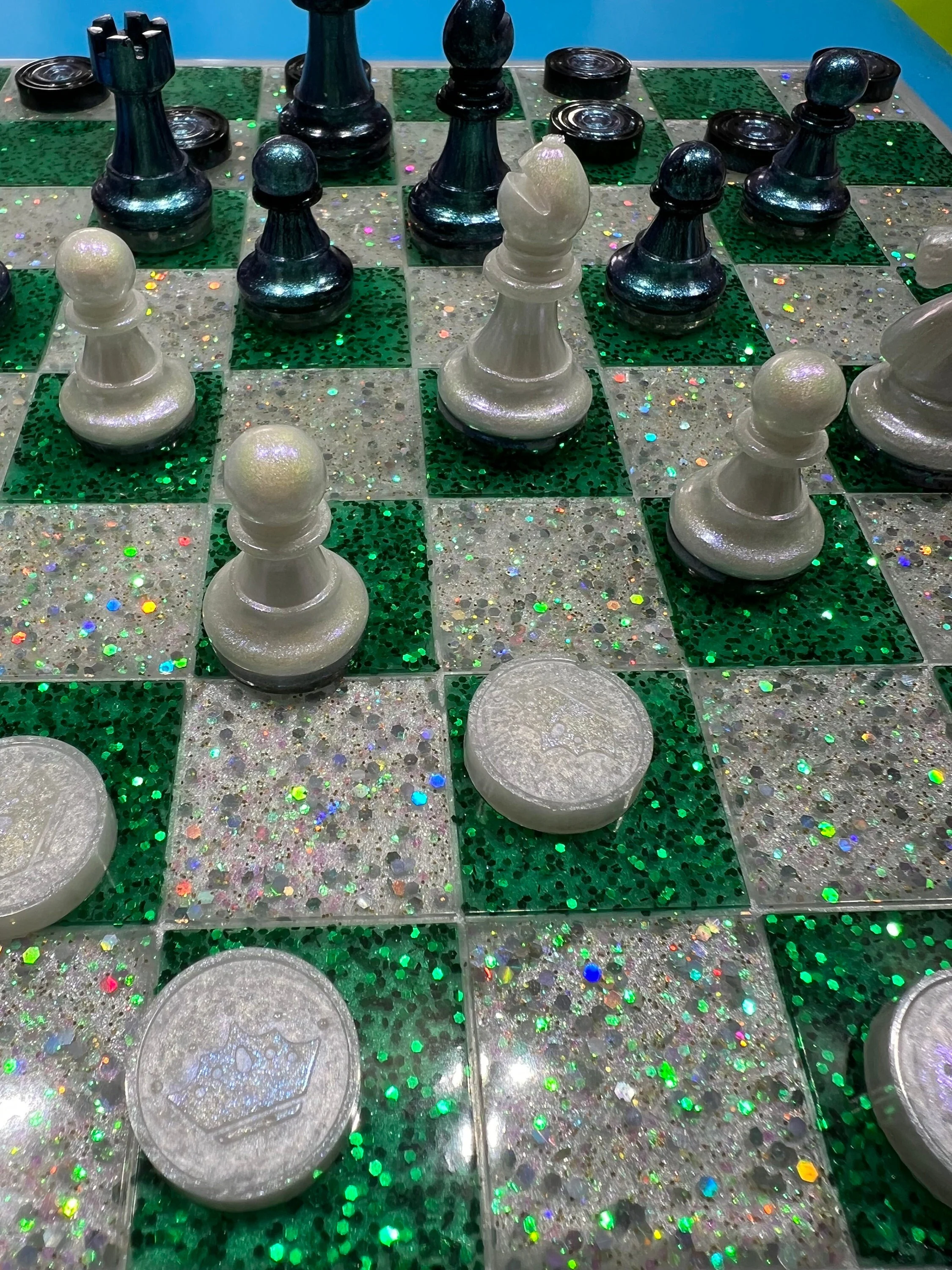 Handmade Resin Glitter Chess Set
