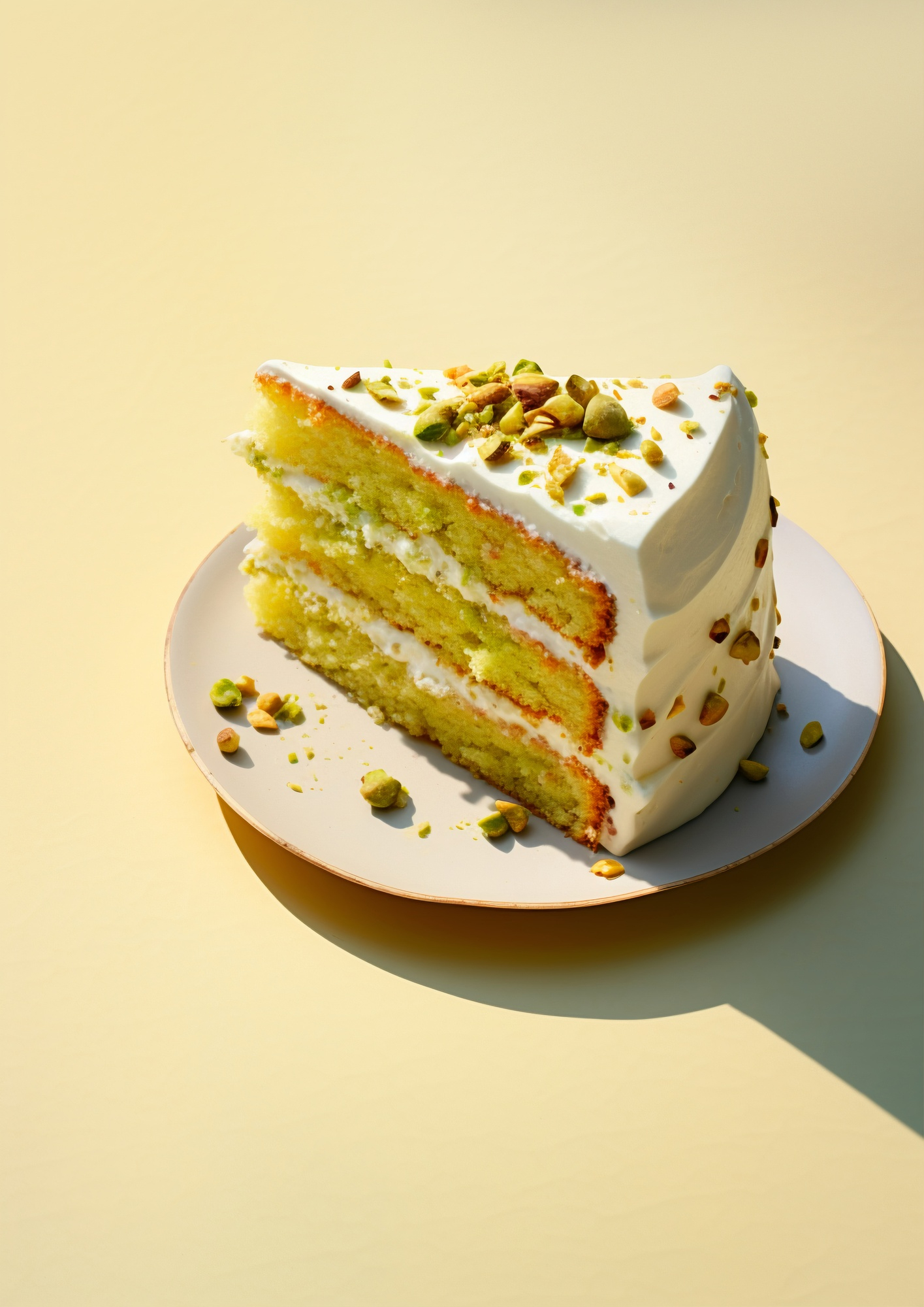 Pistachio Cake with Vanilla Sponge