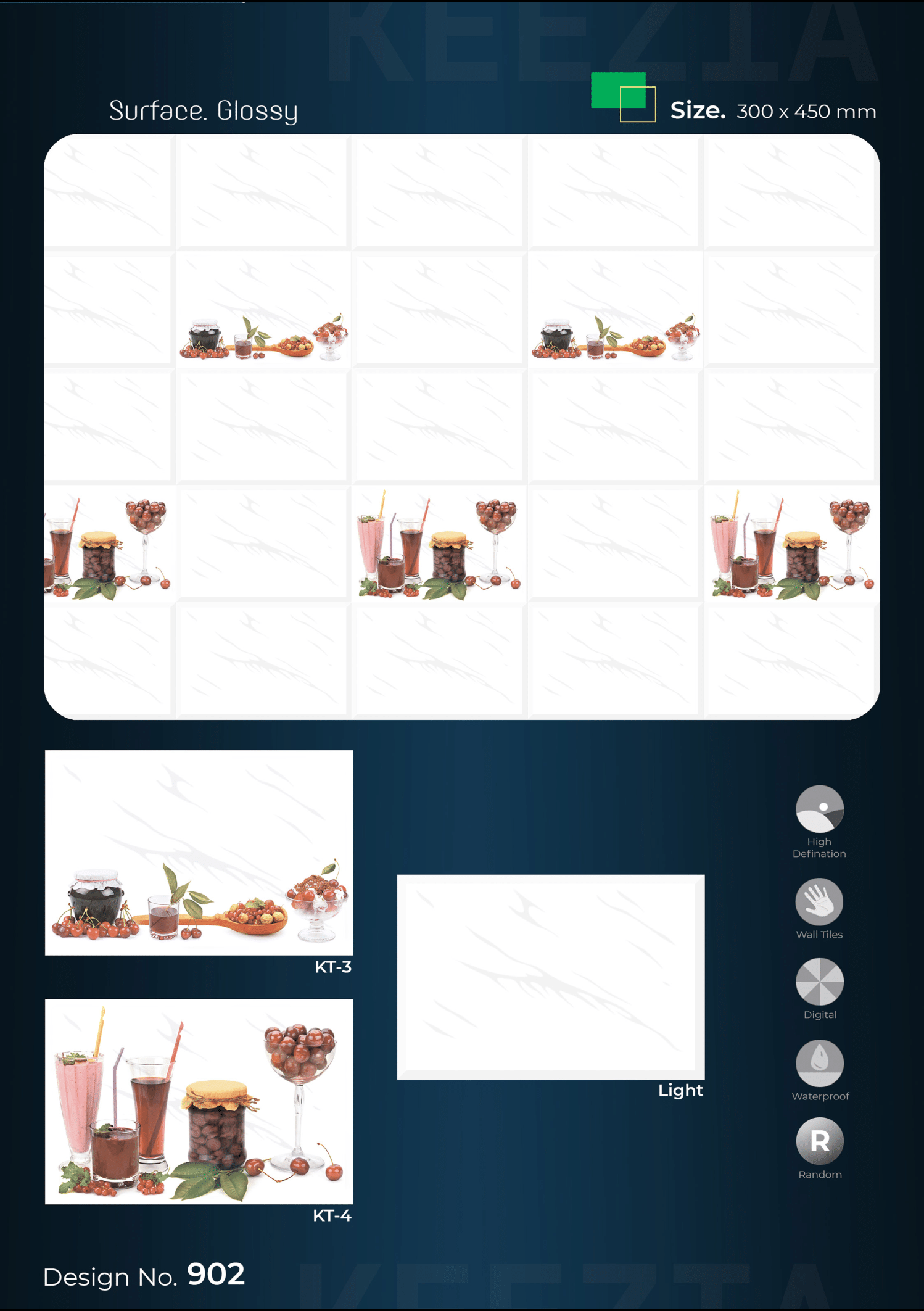 Premium Glossy Floral Wall Tiles – Black & White (400x450mm)