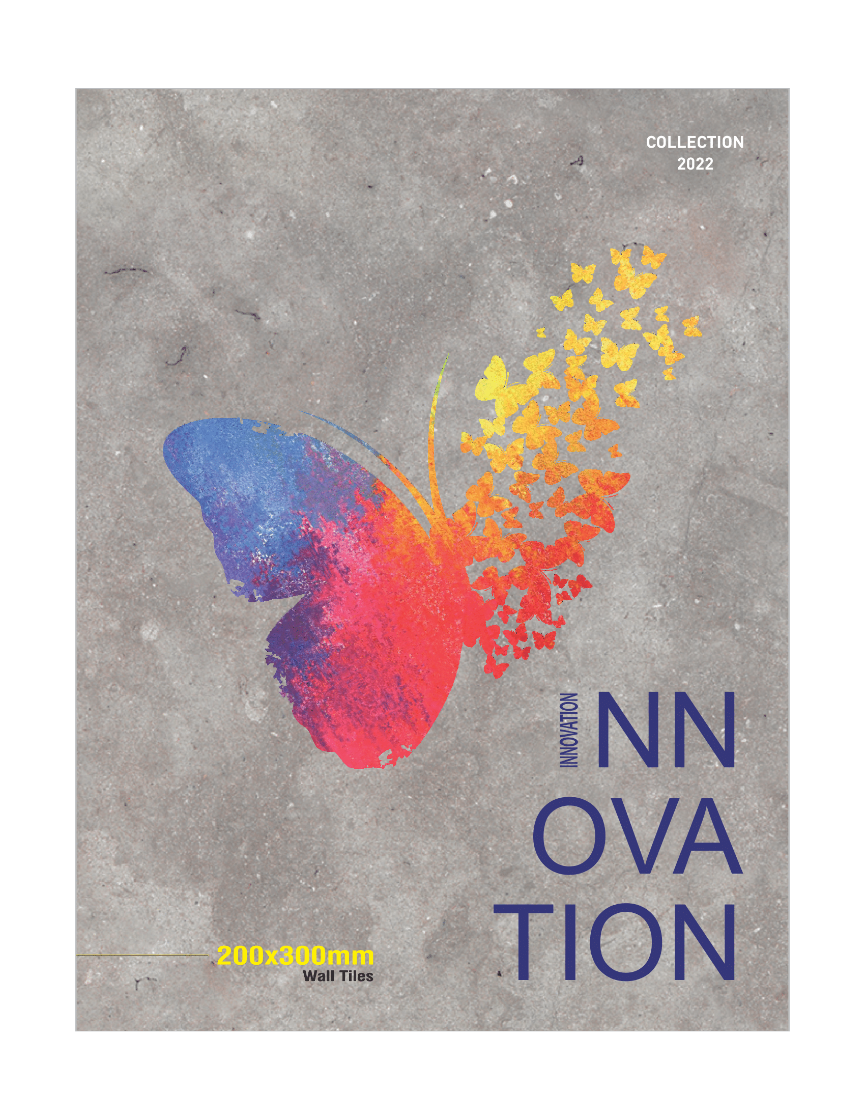 200x300mm Concrete Texture Wall Tile with Butterfly Design