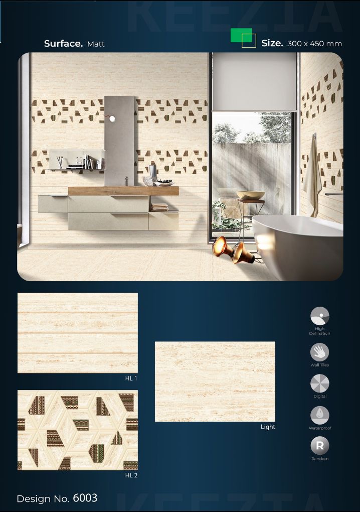Premium Decorative Wall Tiles – Matt Finish (300x450mm)