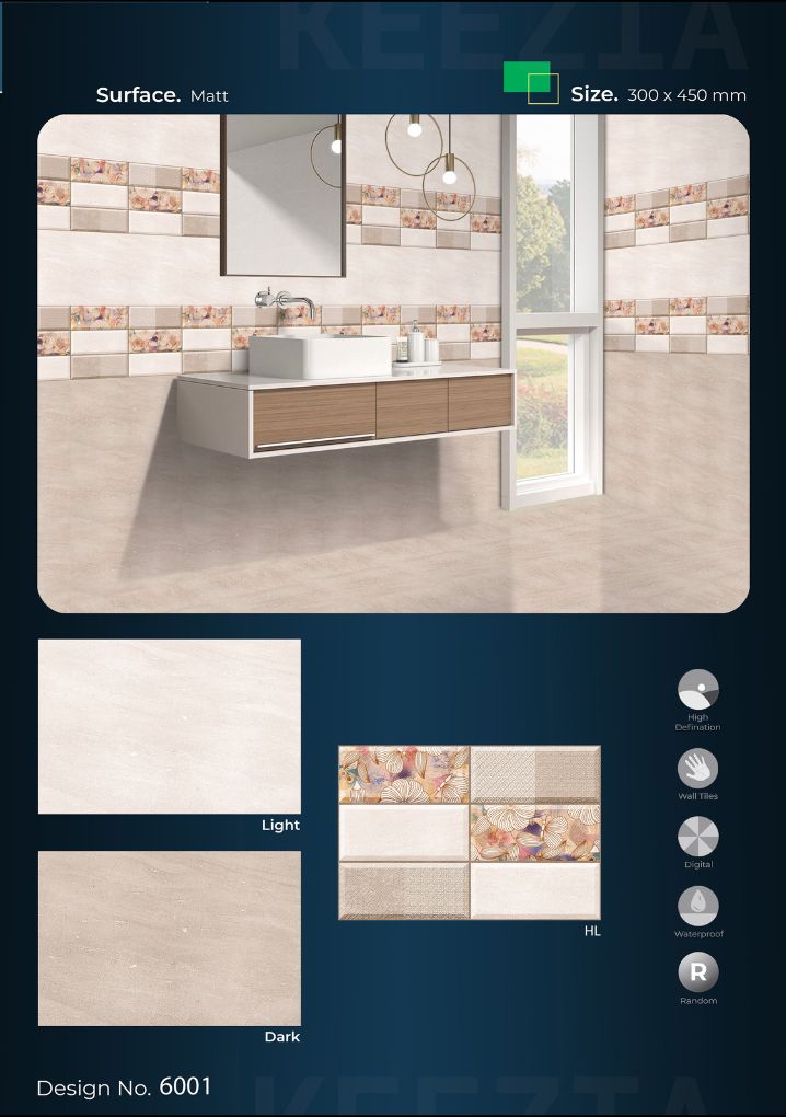 Premium Decorative Wall Tiles – Matt Finish (300x450mm)