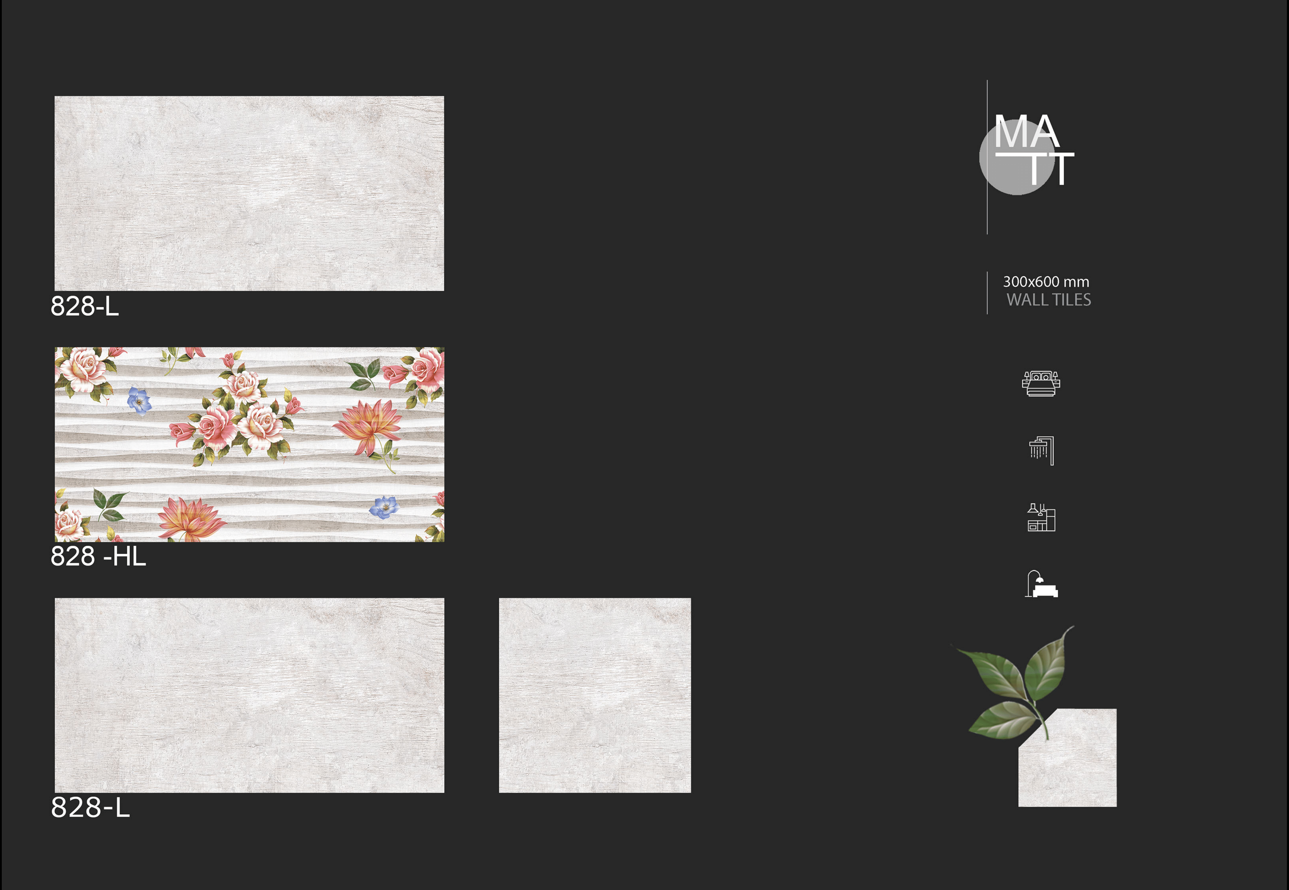 Wall Tile Collection 826 – Matte-2 Finish Digital Wall Tiles (300x600mm)