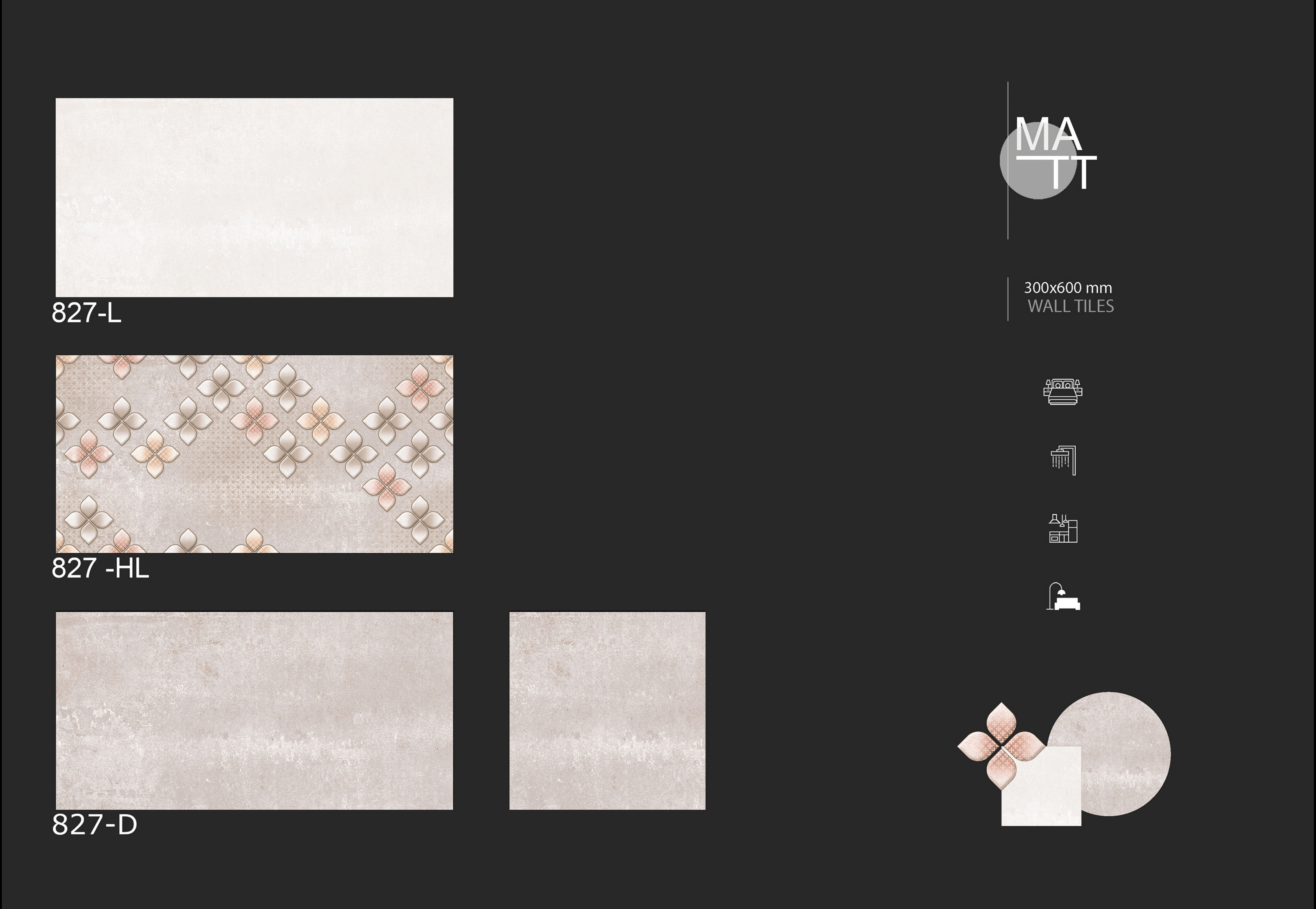 Wall Tile Collection 826 – Matte-2 Finish Digital Wall Tiles (300x600mm)