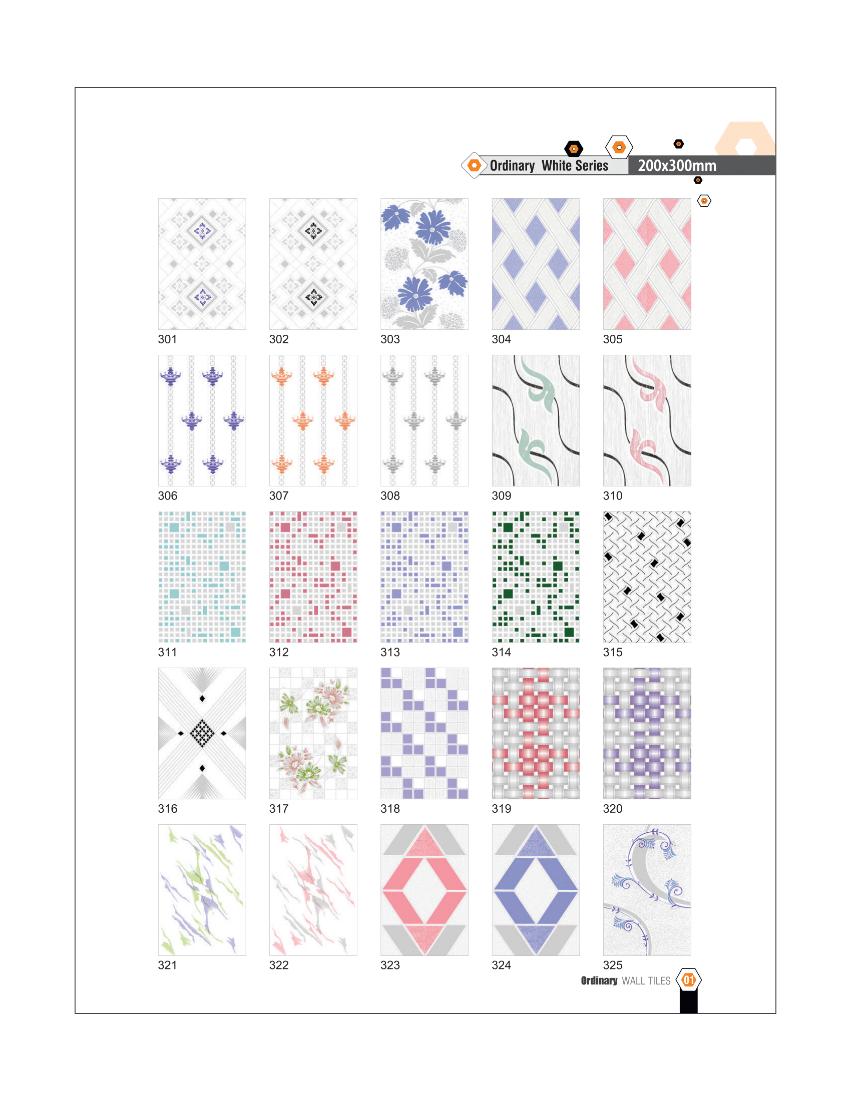 200x300mm Concrete Texture Wall Tile with Butterfly Design