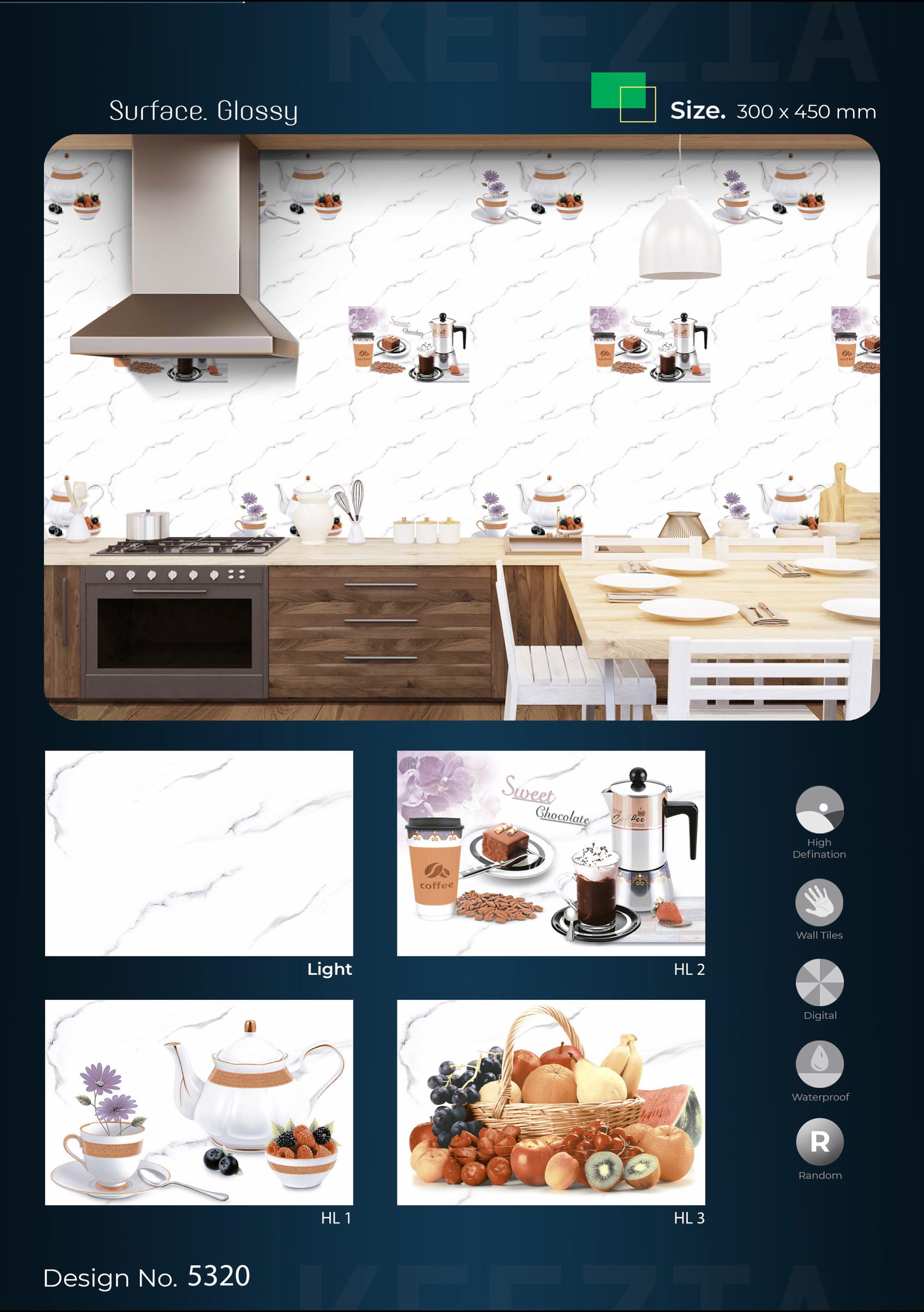 Premium Glossy 3D Geometric Kitchen Wall Tiles – 300x450mm