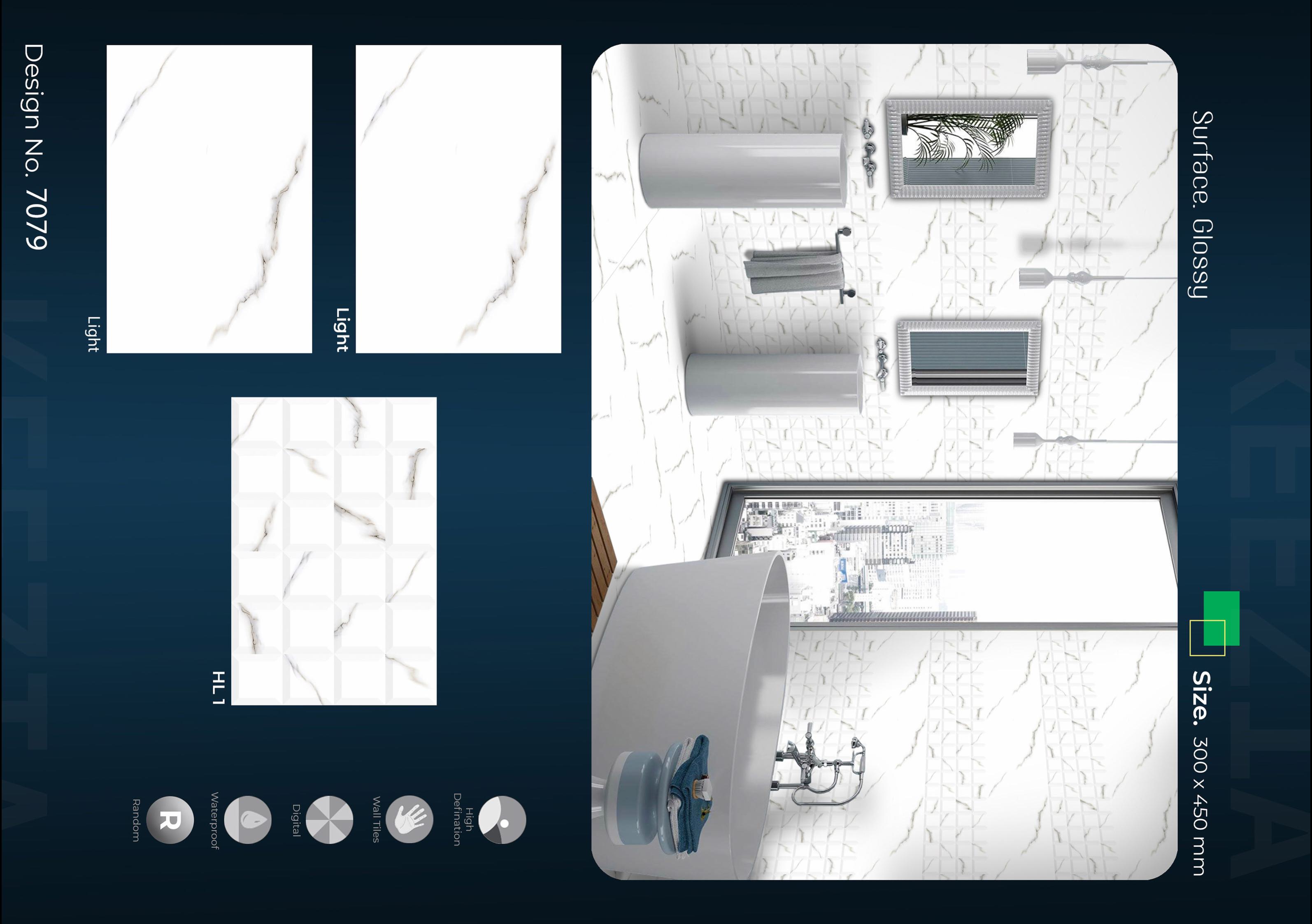 Luxury Glossy Wall Tiles – 300x450mm Digital Design