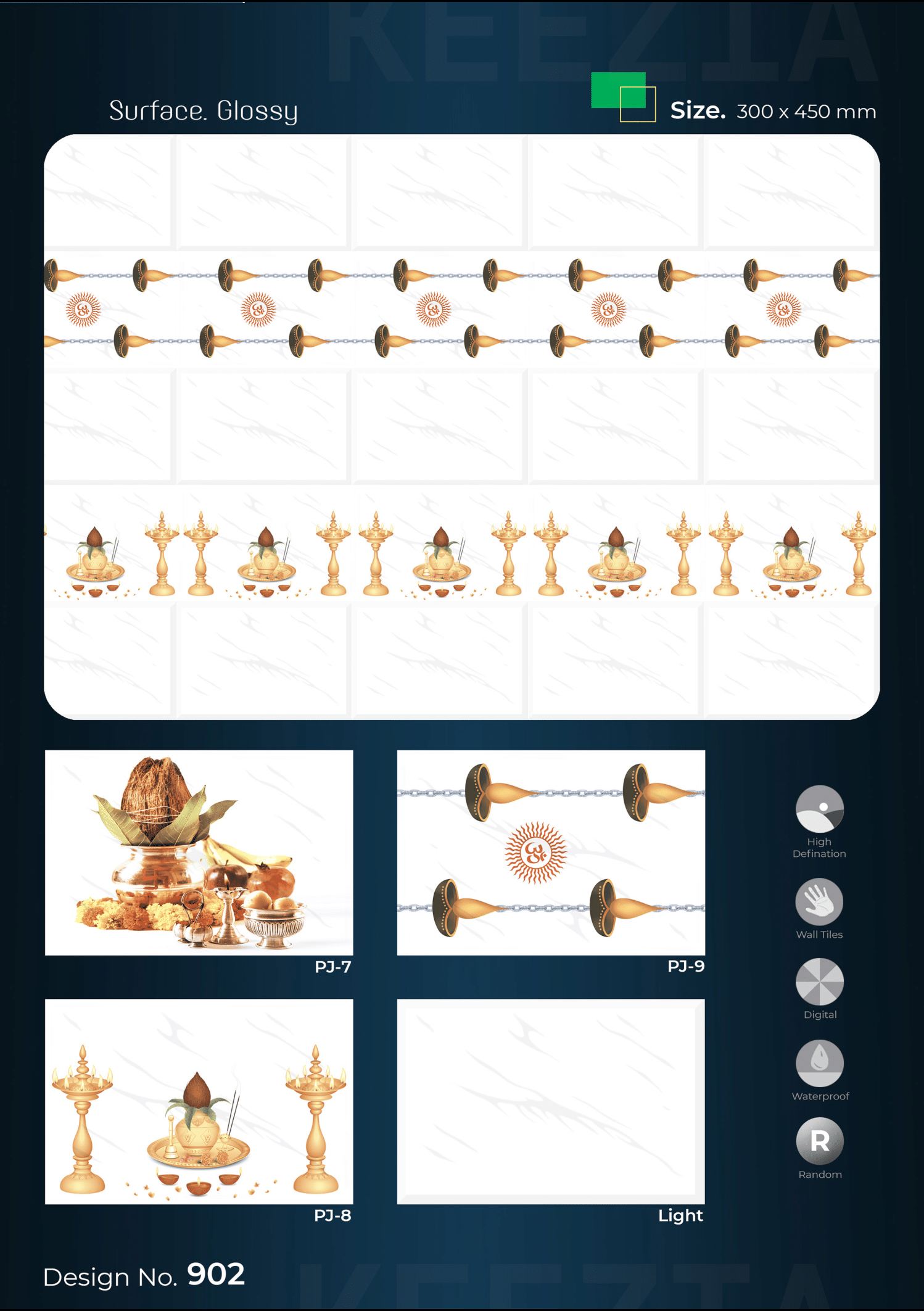 Premium Glossy Floral Wall Tiles – Black & White (400x450mm)