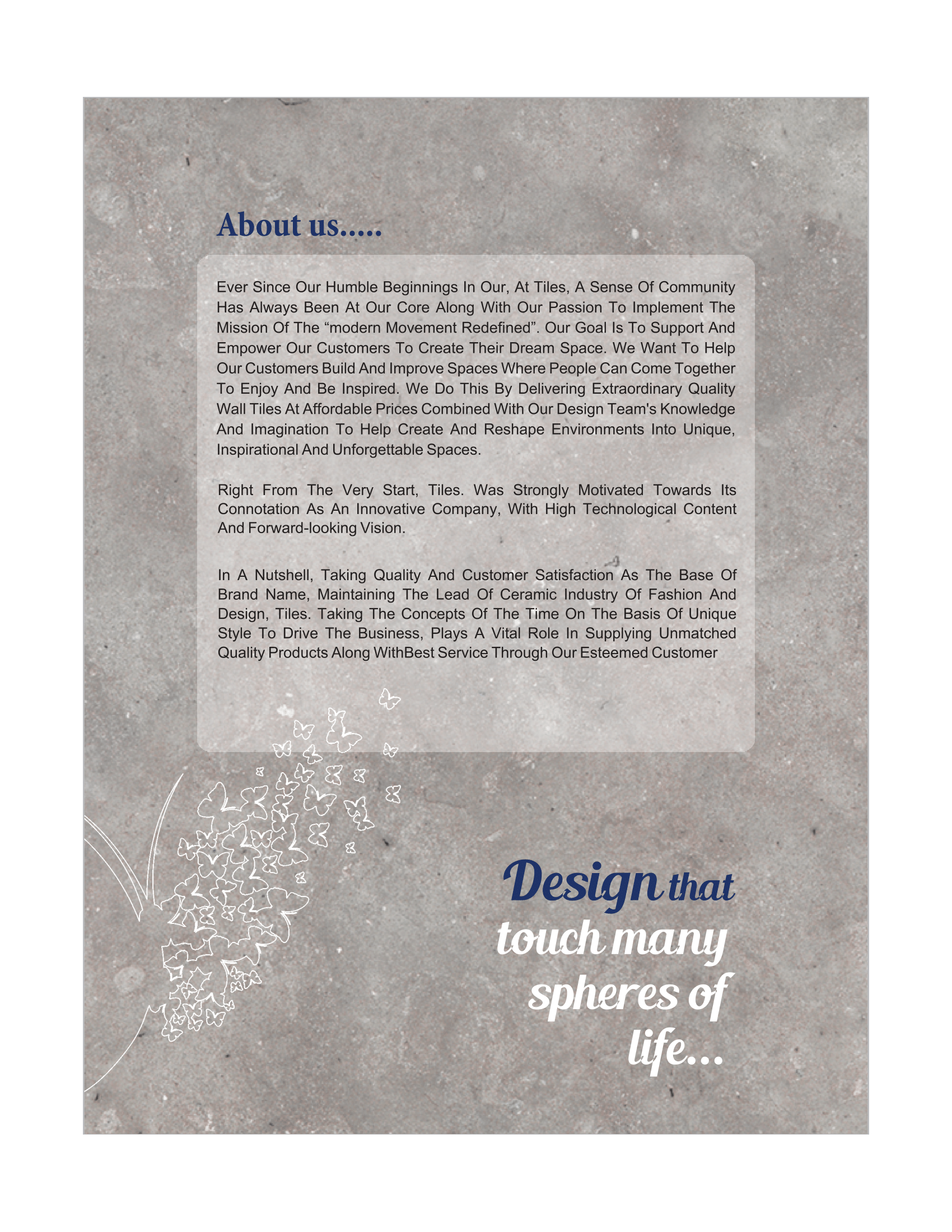 200x300mm Concrete Texture Wall Tile with Butterfly Design